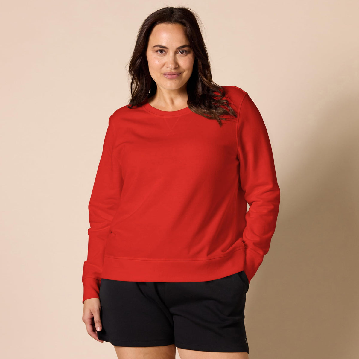 Amazon Essentials Sudadera Polar con Cuello Redondo (Tallas Grandes) Mujer, Rojo, G