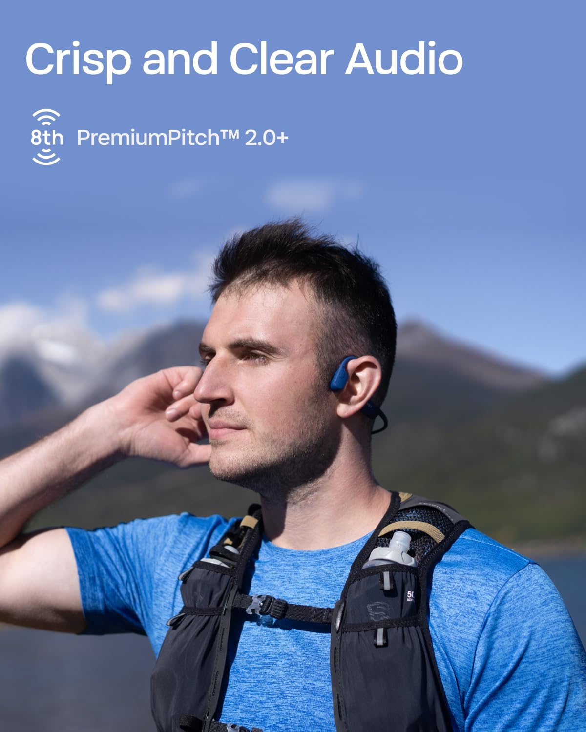 SHOKZ OpenRun Auriculares conducción ósea, audífinos Deportivos inalámbricos de oído Abierto con Bluetooth y micrófono, Open-Ear, Resistentes al Agua IP67 para Correr, USB-C, Azul
