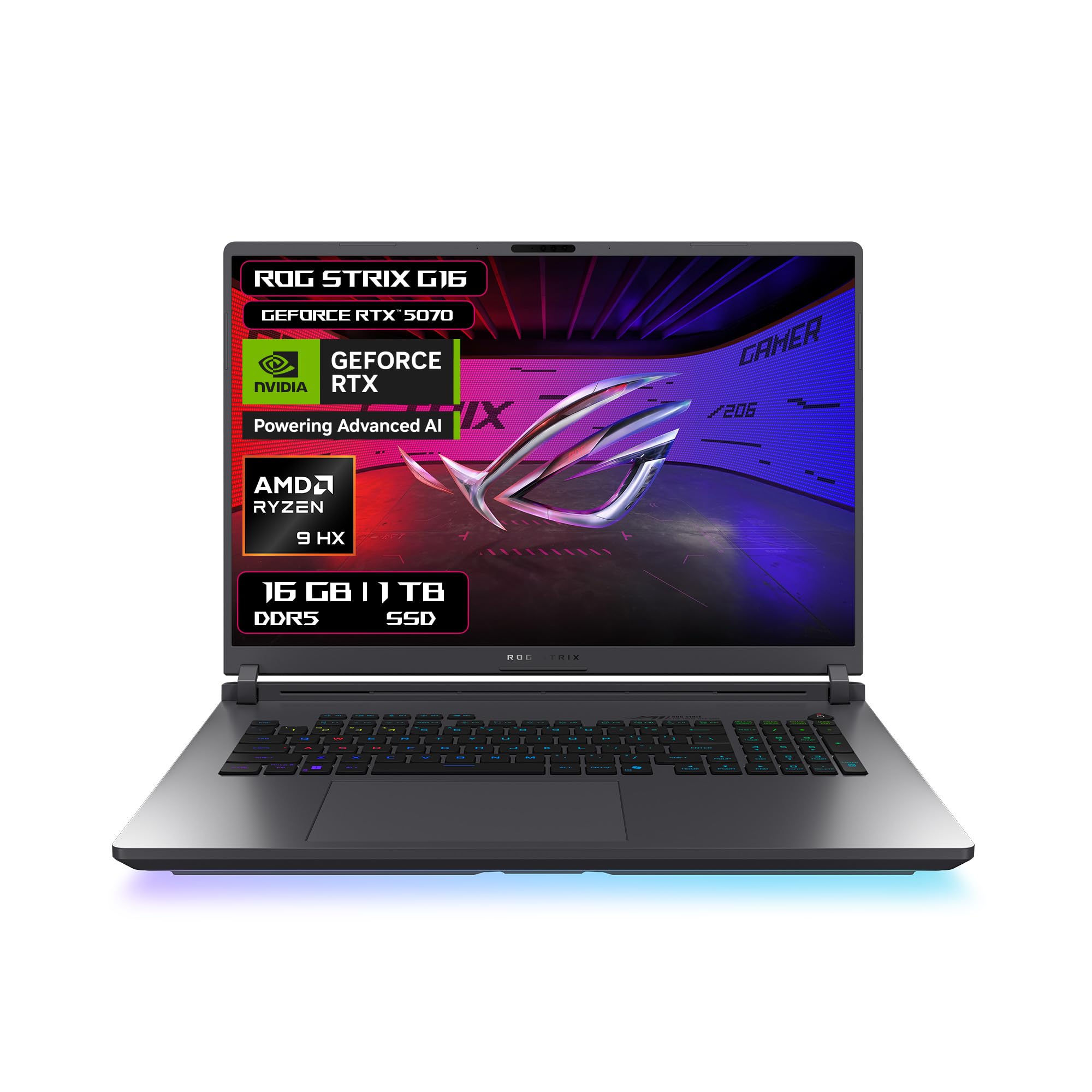 ASUS ROG Strix G16/ NVIDIA GE Force RTX 5070/ Ryzen 9-9955HX/16GB RAM -1 TB SSD/Teclado en español (Garantiay Servicio con la Marca en Mexico)