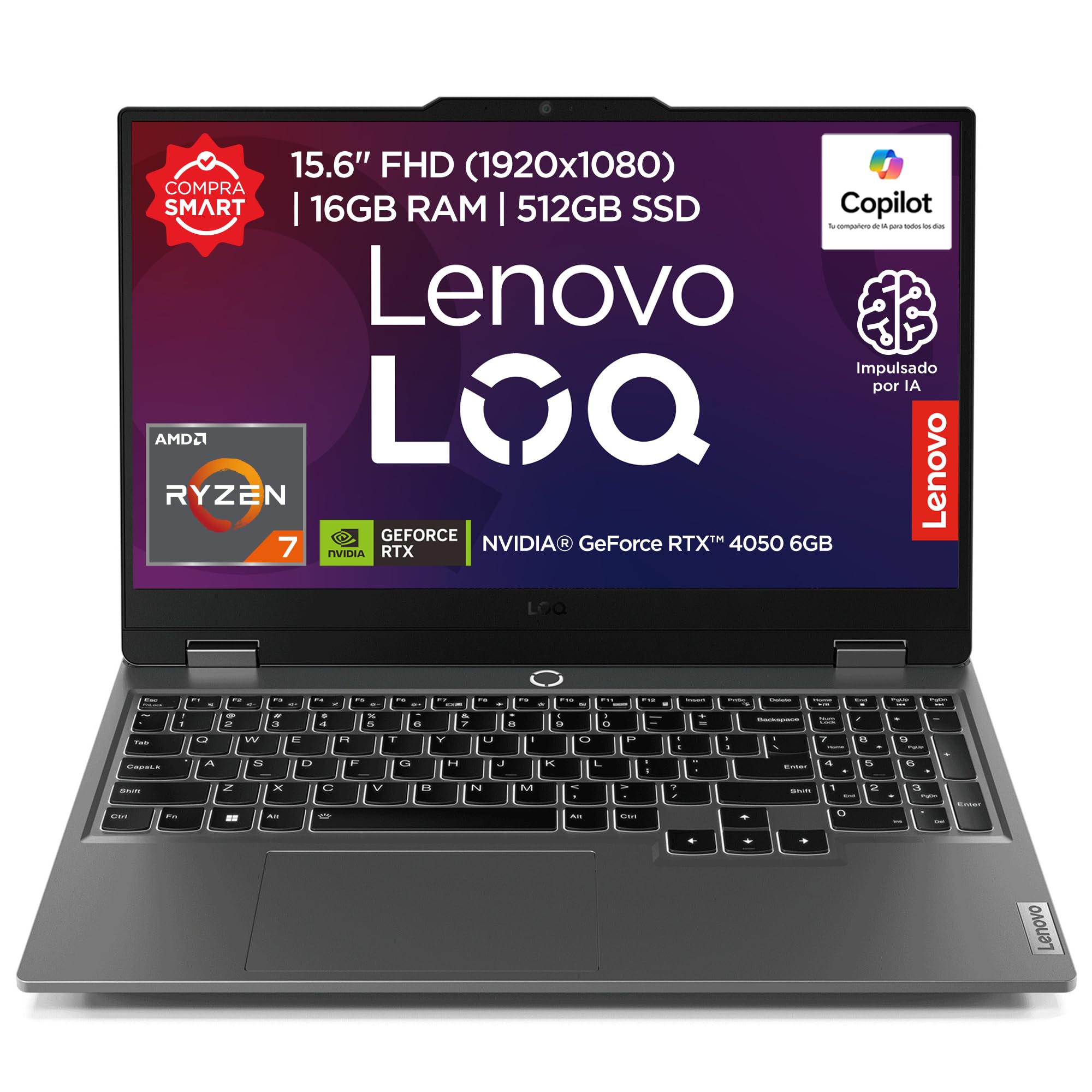Laptop Gaming Lenovo LOQ 15ARP9 | 15.6" FHD | AMD Ryzen 7 | 16 GB RAM 512 GB SSD | RTX 4050 6GB (Modelo 2025)