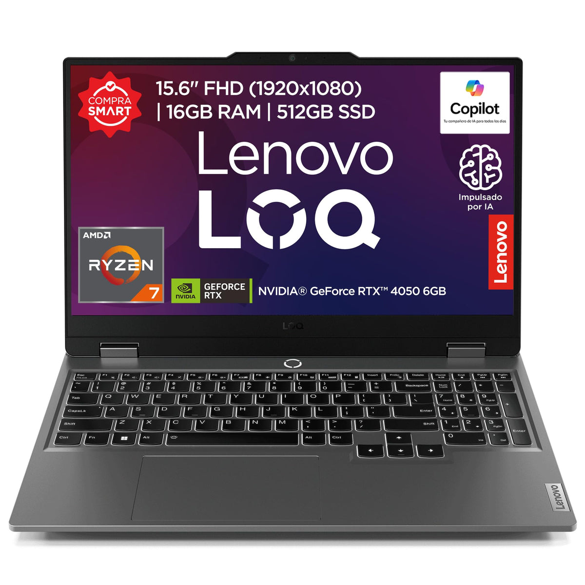Laptop Gaming Lenovo LOQ 15ARP9 | 15.6" FHD | AMD Ryzen 7 | 16 GB RAM 512 GB SSD | RTX 4050 6GB (Modelo 2025)