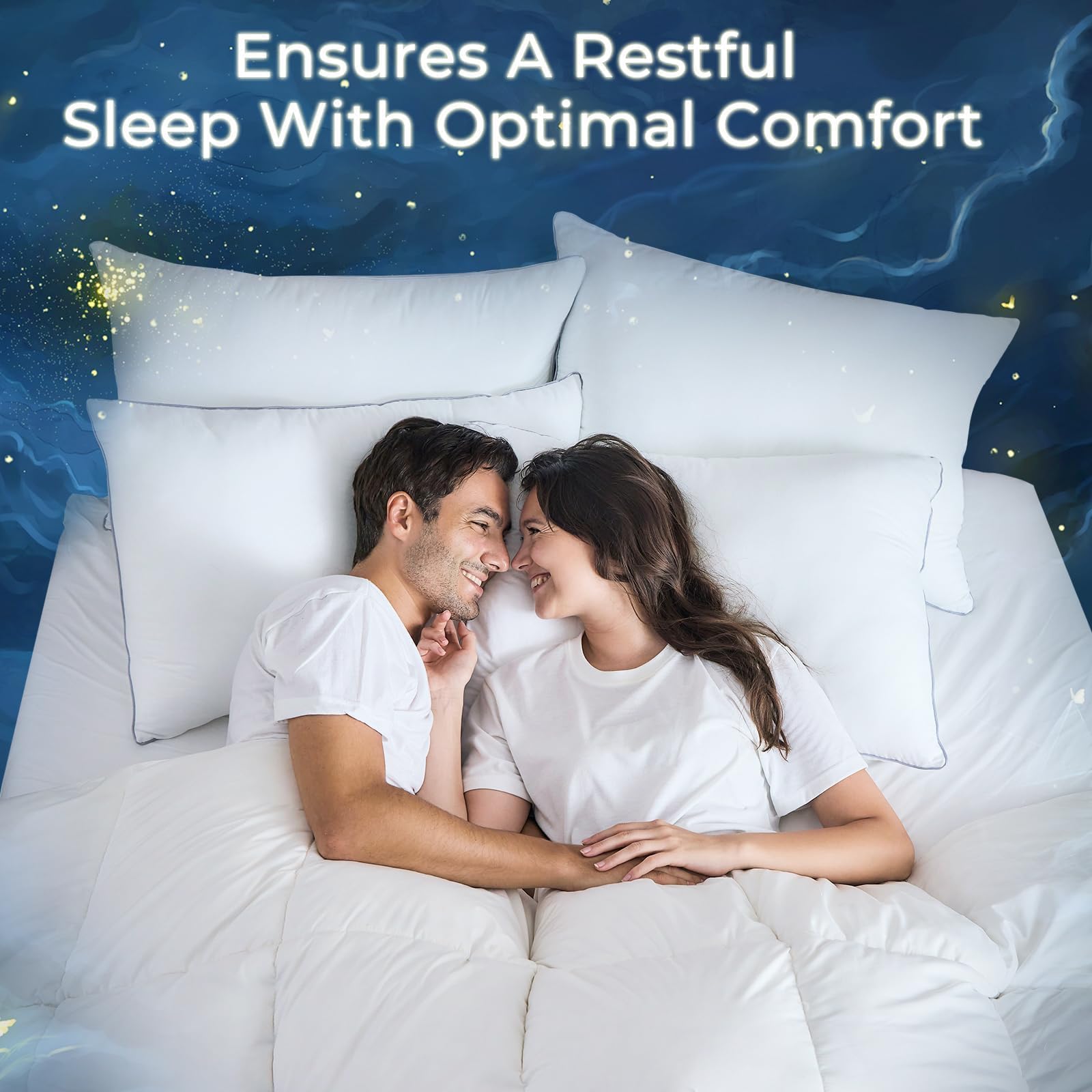 Sasttie Almohadas Tamaño Estándar Juego de 4, Almohadas de Cama para Todo Tipo de Durmientes, Relleno Alternativo Certificado Oeko-Tex, Calidad Hotelera y Lavables a Máquina