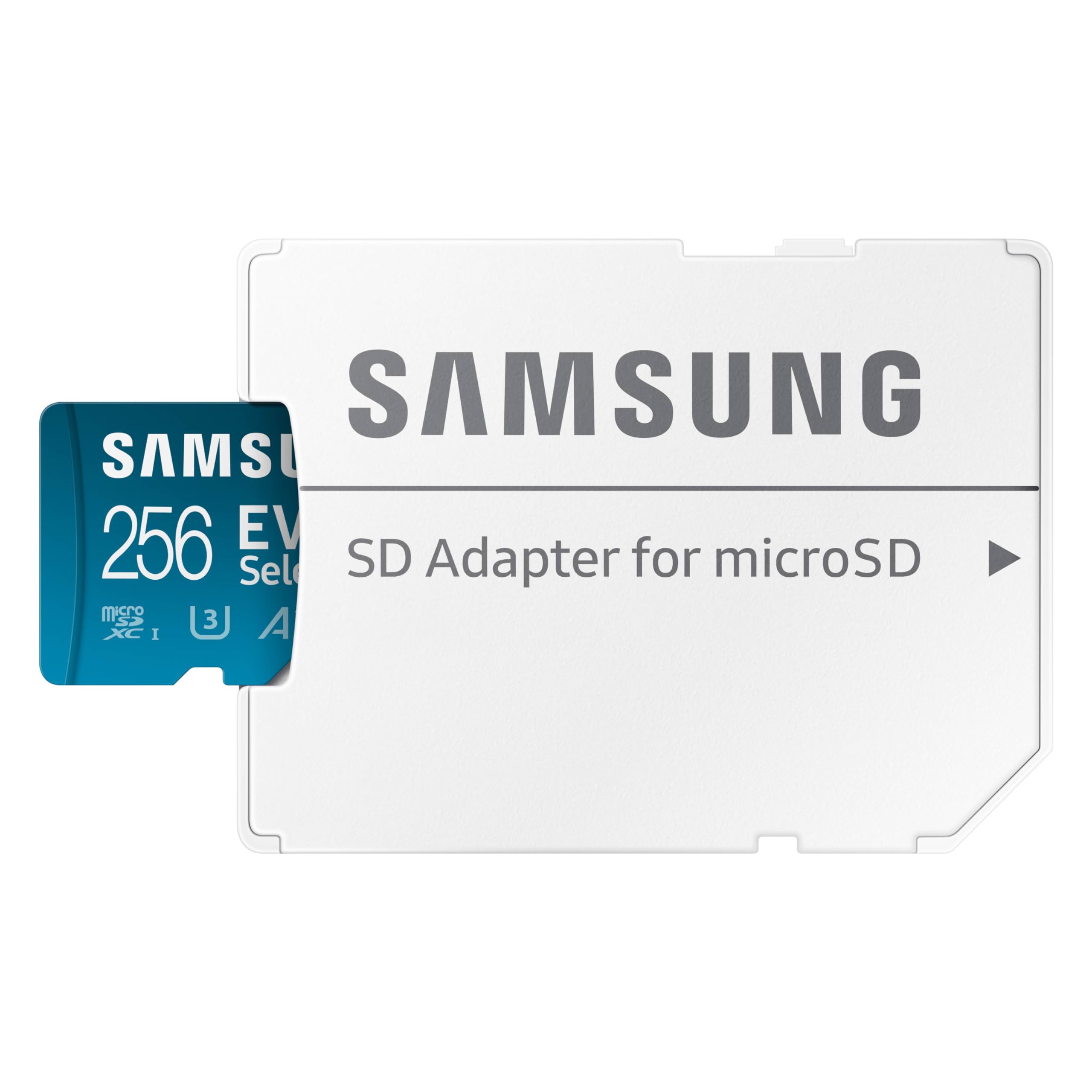 SAMSUNG EVO Select microSDMemory Card + Adaptador, microSDXC de 256 GB, hasta 160 MB/s, 4K UHD, UHS-I, C10, U3, V30, A2, para teléfono Celular, Smartphones, Nintendo-Switch y tabletas (MB-ME256SA/AM)