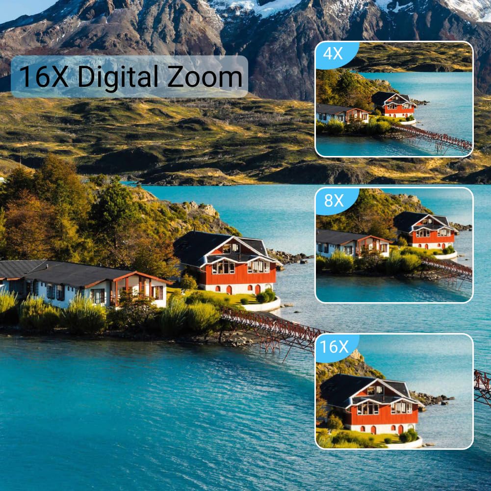 ASHATA Cámara Digital, Cámara de Vlogging FHD 1080P con Enfoque Automático, Cámara Digital con Zoom Digital de 50MP 16X, Cámara Compacta Portátil AF Pantalla de 2,4 Pulgadas para (Black)