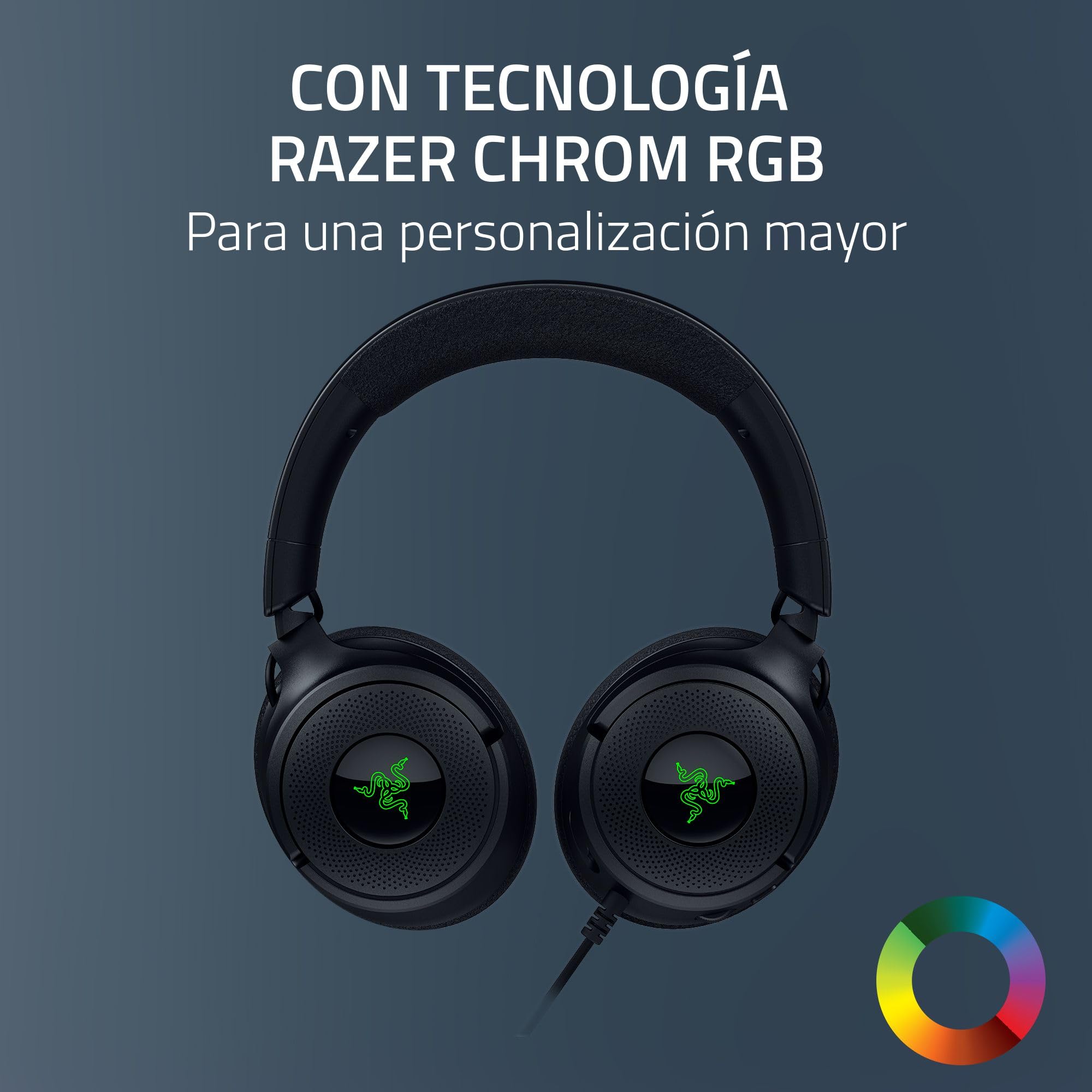 Razer Kraken V4 X Auriculares con Cable para Juegos: Altavoces de 40 mm - Micrófono Cardioide - Almohadillas de Espuma con Memoria - Iluminación RGB Chroma - Cable Tipo C y Tipo A - para PC, Mac, PS5