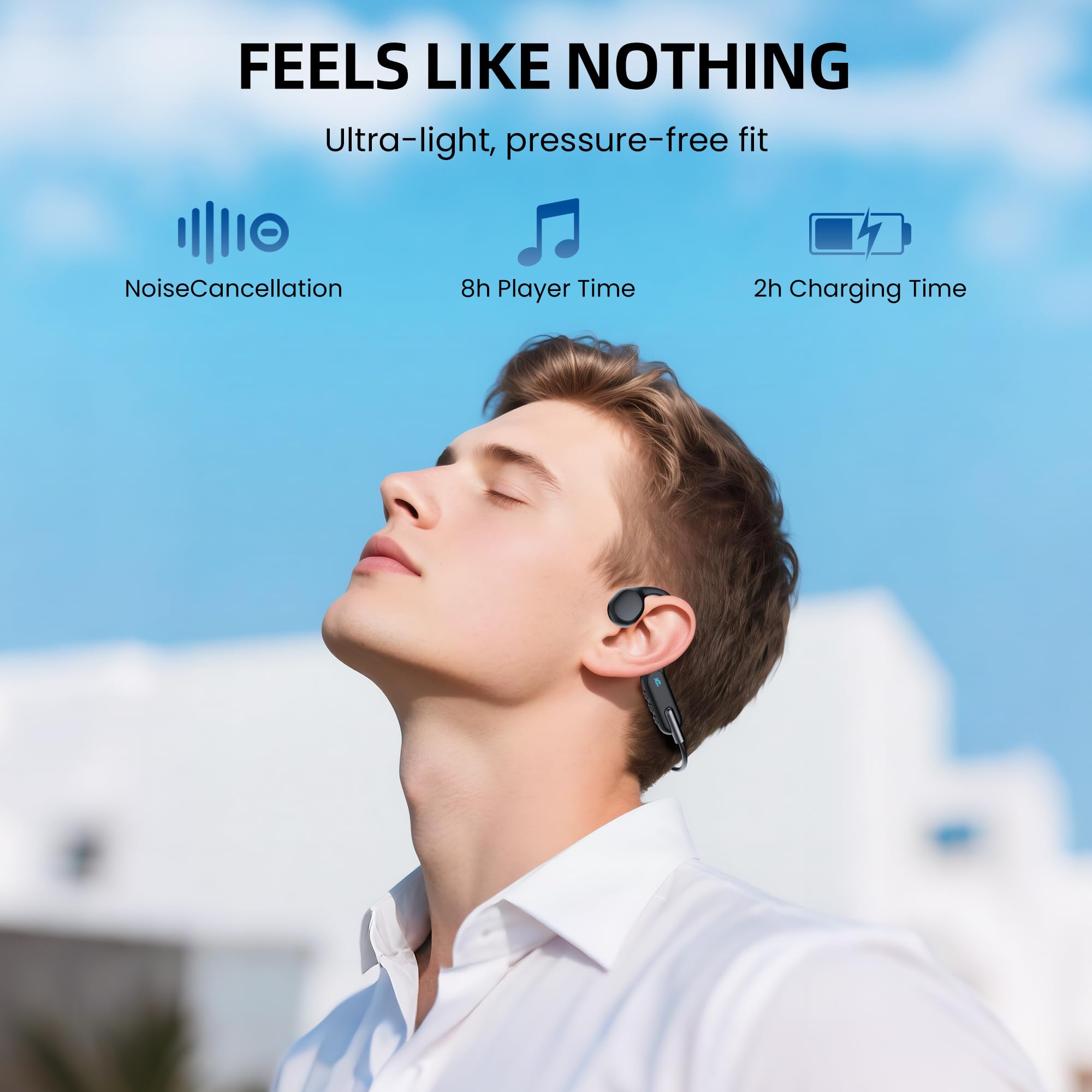 HIFI WALKER Audífonos para Nadar de Conducción Ósea, Audífonos Sumergibles IPX8 para Natación y Alberca, Bluetooth con Modo MP3 Integrado, Diseño Open Ear para Deportes Acuáticos