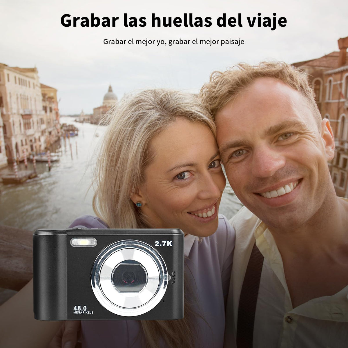vantisan Cámara Digital, HD 1080P 48MP Cámara Vlogging, Cámara de Video con Tarjeta 32GB, Enfoque Automático con Zoom 8X, Disparo Continuo, Pantalla IPS de 2.4'', Mini Cámara para Niños y Niñas