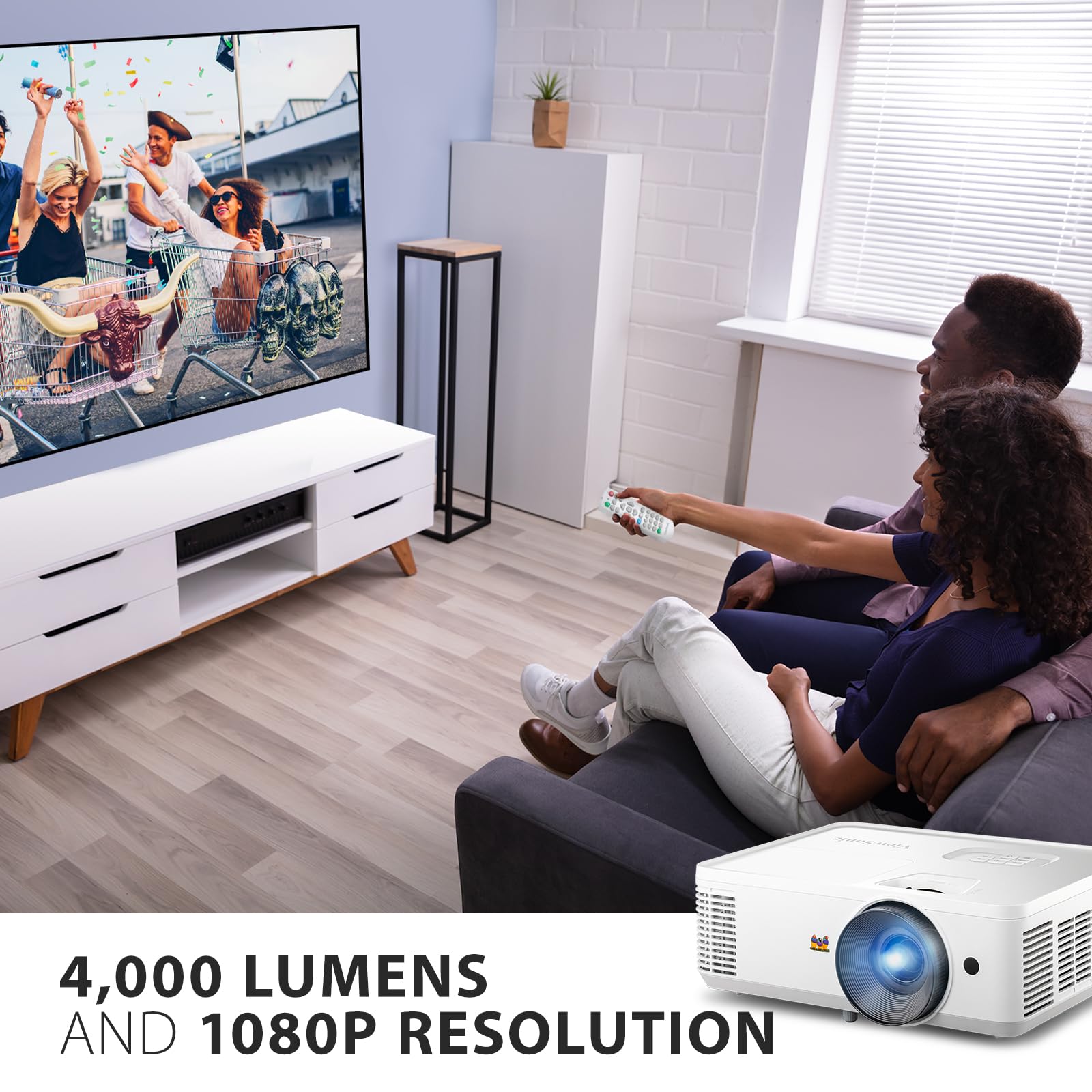 ViewSonic PA503HD Proyector de Alto Brillo de 4000 lúmenes con 1.1x Zoom óptico, entradas USB y HDMI para el hogar y la Oficina