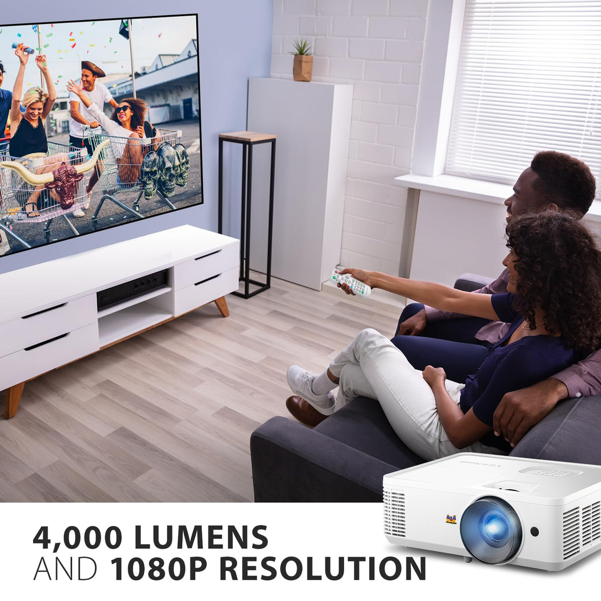 ViewSonic PA503HD Proyector de Alto Brillo de 4000 lúmenes con 1.1x Zoom óptico, entradas USB y HDMI para el hogar y la Oficina