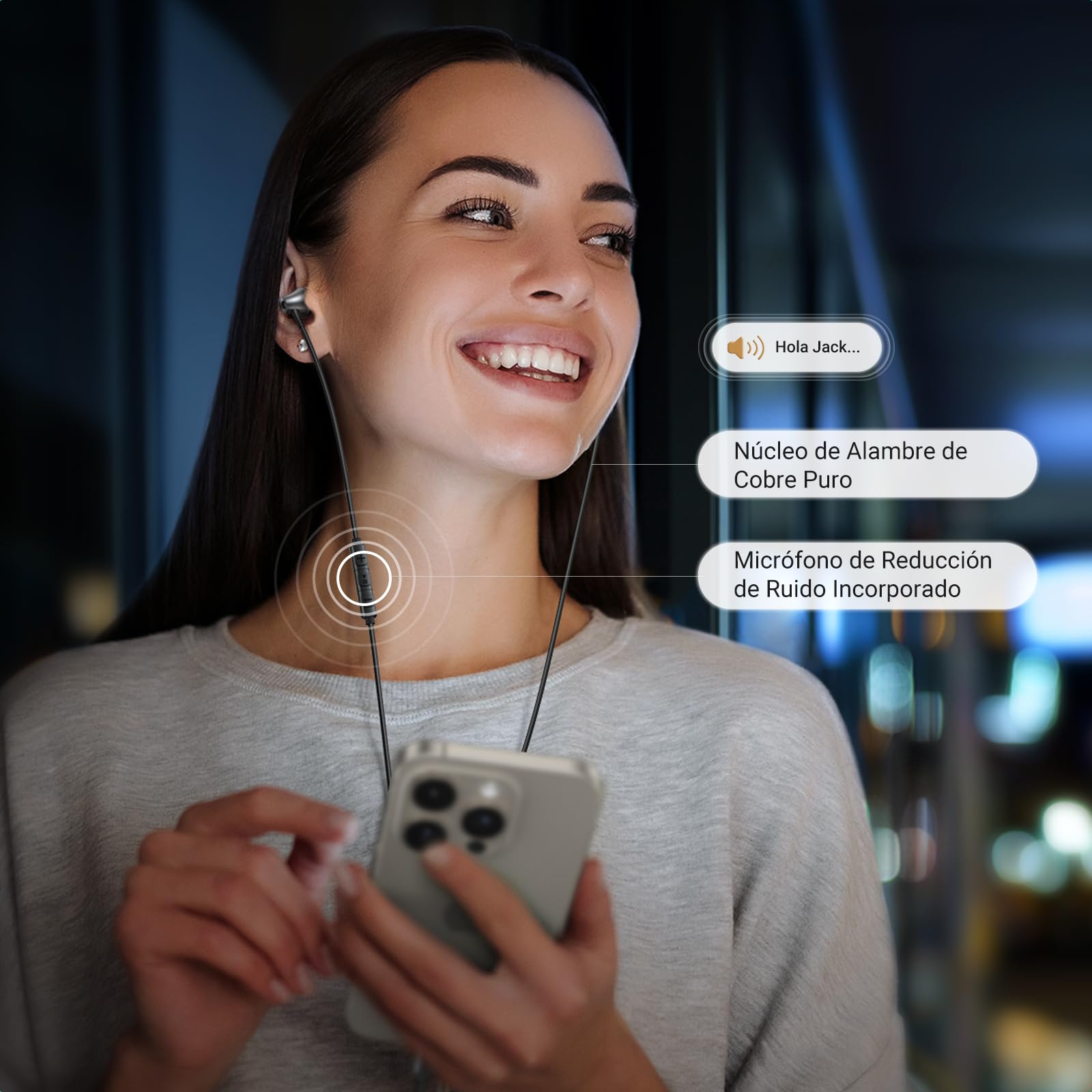 UGREEN Audífonos USB C Semi-in-Ear con Cable de Type-C Cancelación de Ruido