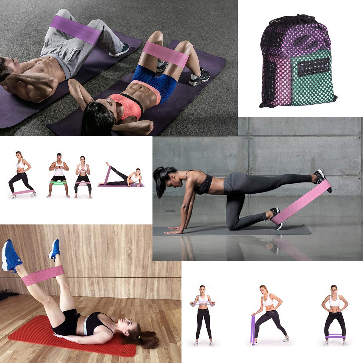 VEKENSEE Bandas Elásticas Fitness 3 Bandas de Resistencia para Yoga, Entrenamiento de Fuerza, Pilates, Fisioterapia Estiramientos Bandas Antideslizantes de Ejercicios