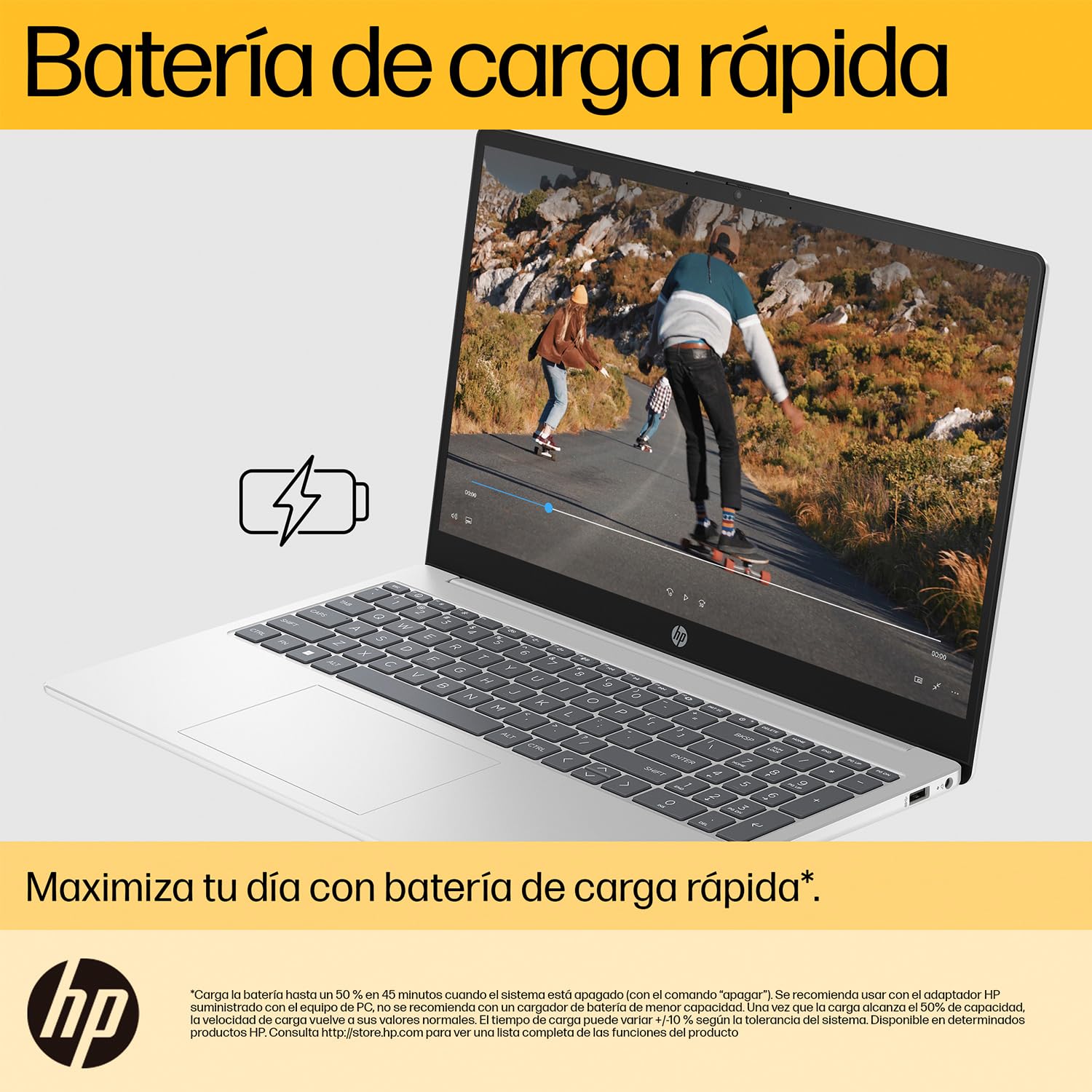 HP Laptop 15-fc0079la, AMD Ryzen 5, 8 GB, 512 GB SSD, 15.6, HD, Windows 11 Home, Teclado en Español, Garantía México, Plateado | Microsoft 365 Personal 12 Meses + Curso Multilenguajes
