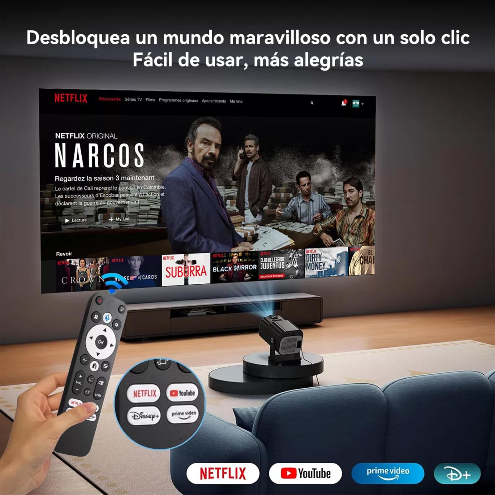 QYIKLPY Proyector 4K Portátil Netflix Oficial – Android 13