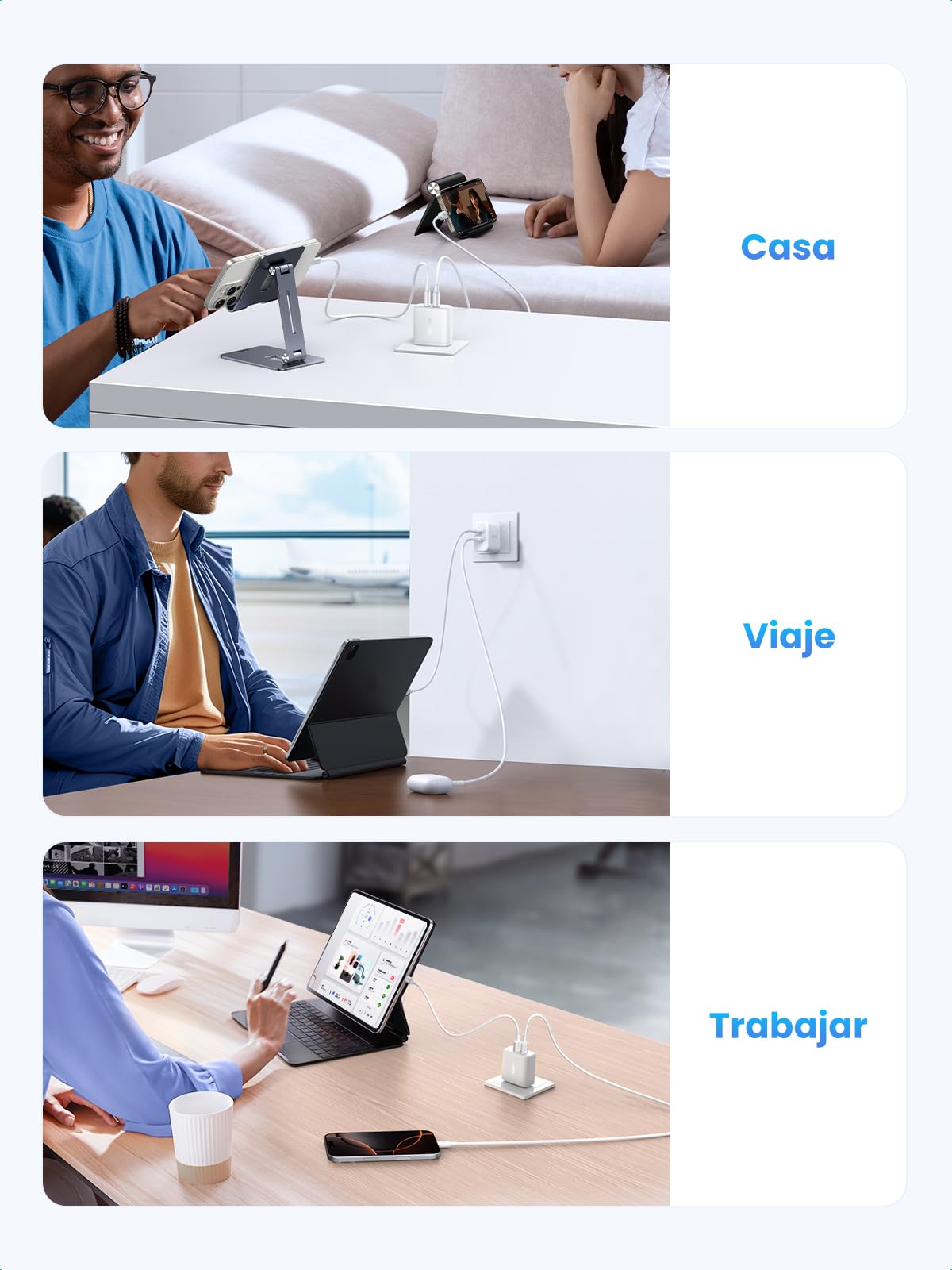 UGREEN 2 Unidades 20W Cargador Tipo USB C Carga Rápida, Rapido PD+QC Dos Puertos Compatible con iPhone 16 15 Pro Max, 14, 13, 12, iPad, Galaxy S24, S23, Pixel 9