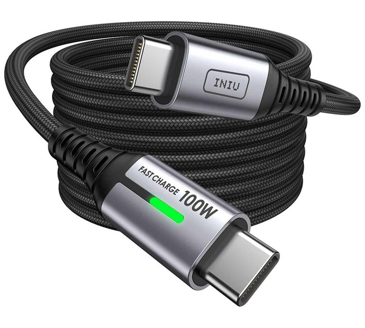 INIU Cable USB C a USB C 100W, 2m Cable USB C PD 5A QC 4.0 Carga Rapida, Cargador USB Tipo C Nylon para iPhone 16 15 MacBook Pro 2020 Samsung S23 Ultra S22 iPad Air Google Pixel Switch Steam Deck