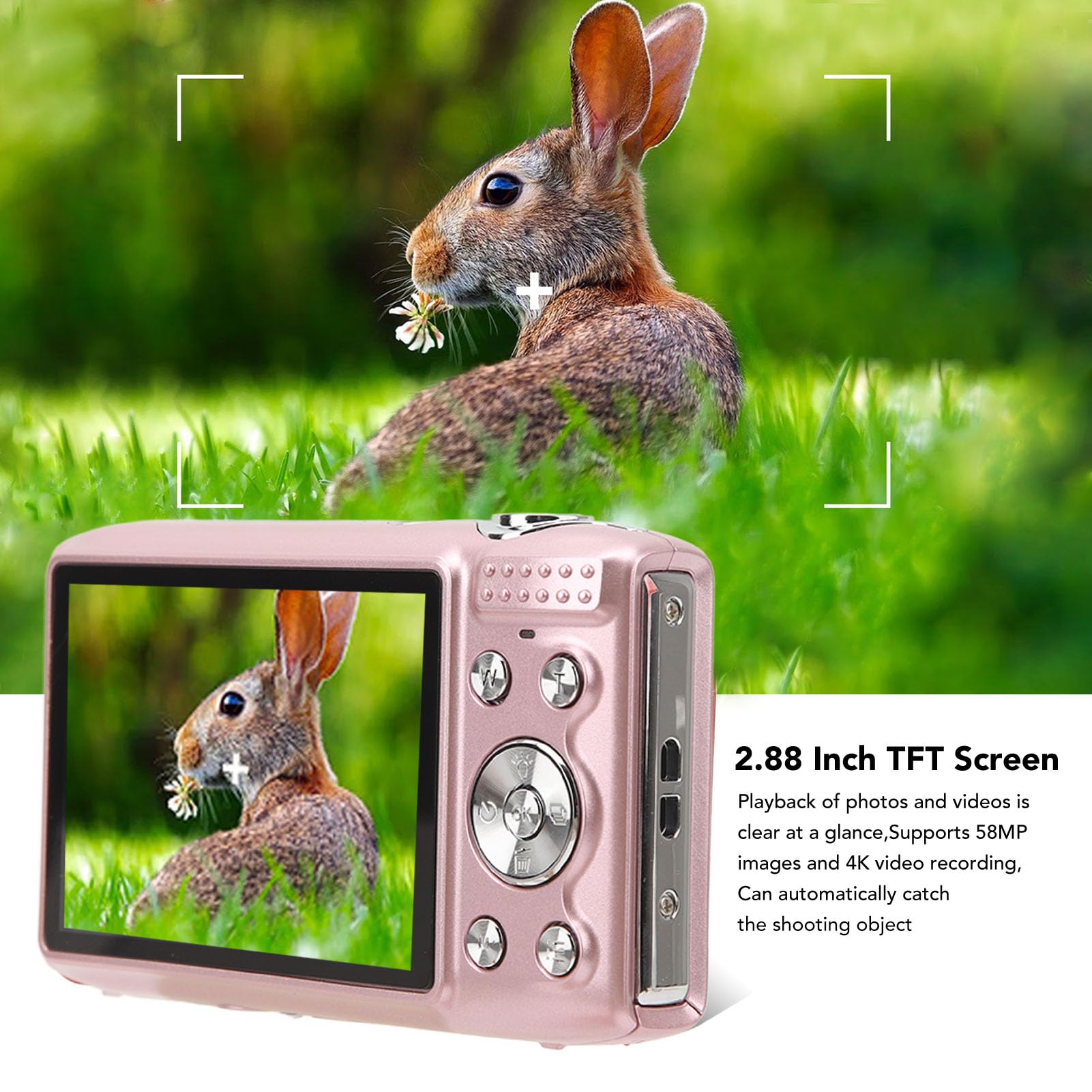 Cámara Digital, Cámara de Fotografía Temporizada Fija con Zoom 16X de 58MP 4K HD con Pantalla de 2,88 Pulgadas, Cámara de Vídeo Portátil para Reuniones Deportivas (-2214230088412)