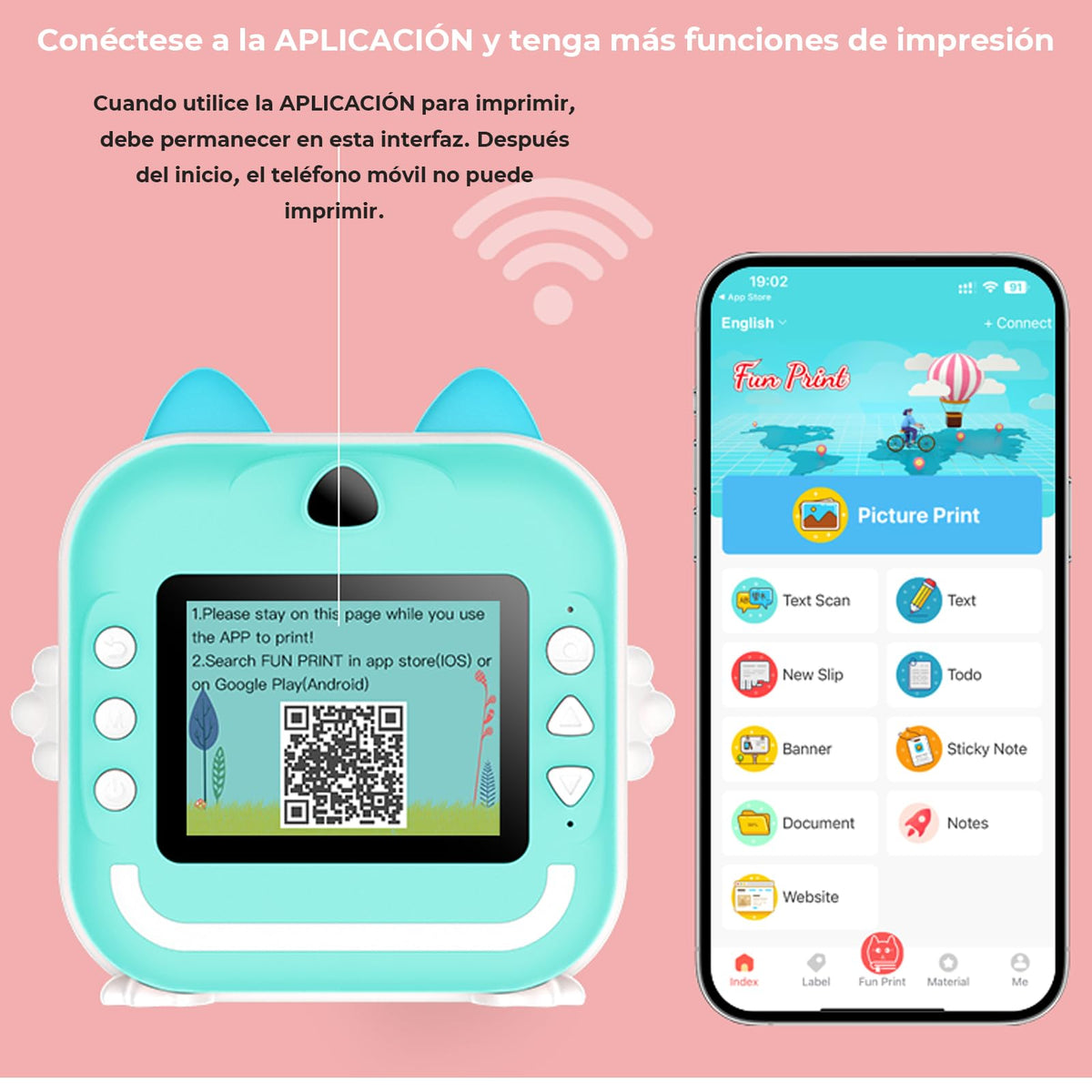 MOCOFLY Cámara Instantánea para Niños, Cámara Digital con Impresora en 1080P, Cámara de Impresión Instantánea para Niñas con Tarjeta SD de 32 GB y Papel para Impresora, con Grabación de Audio y Video