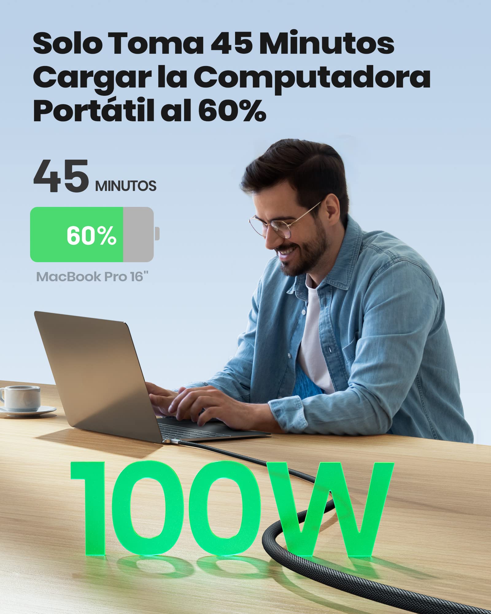 INIU Cable USB C a USB C 100W, 2m Cable USB C PD 5A QC 4.0 Carga Rapida, Cargador USB Tipo C Nylon para iPhone 16 15 MacBook Pro 2020 Samsung S23 Ultra S22 iPad Air Google Pixel Switch Steam Deck