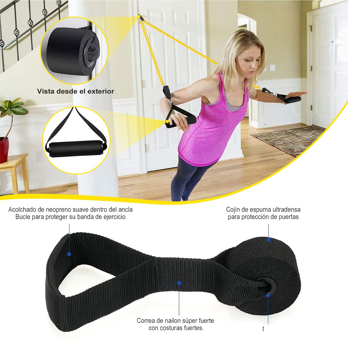 Bandas de Resistencia 5PCS(Látex 100% Natural), Ligas de Resistencia para Ejercicio, Fuerte Bandas Elástica para Pull Up & Crossfit - Con Ancla de Puerta, 2 Manijas, Ganchos y Bolsa (Multicolor)