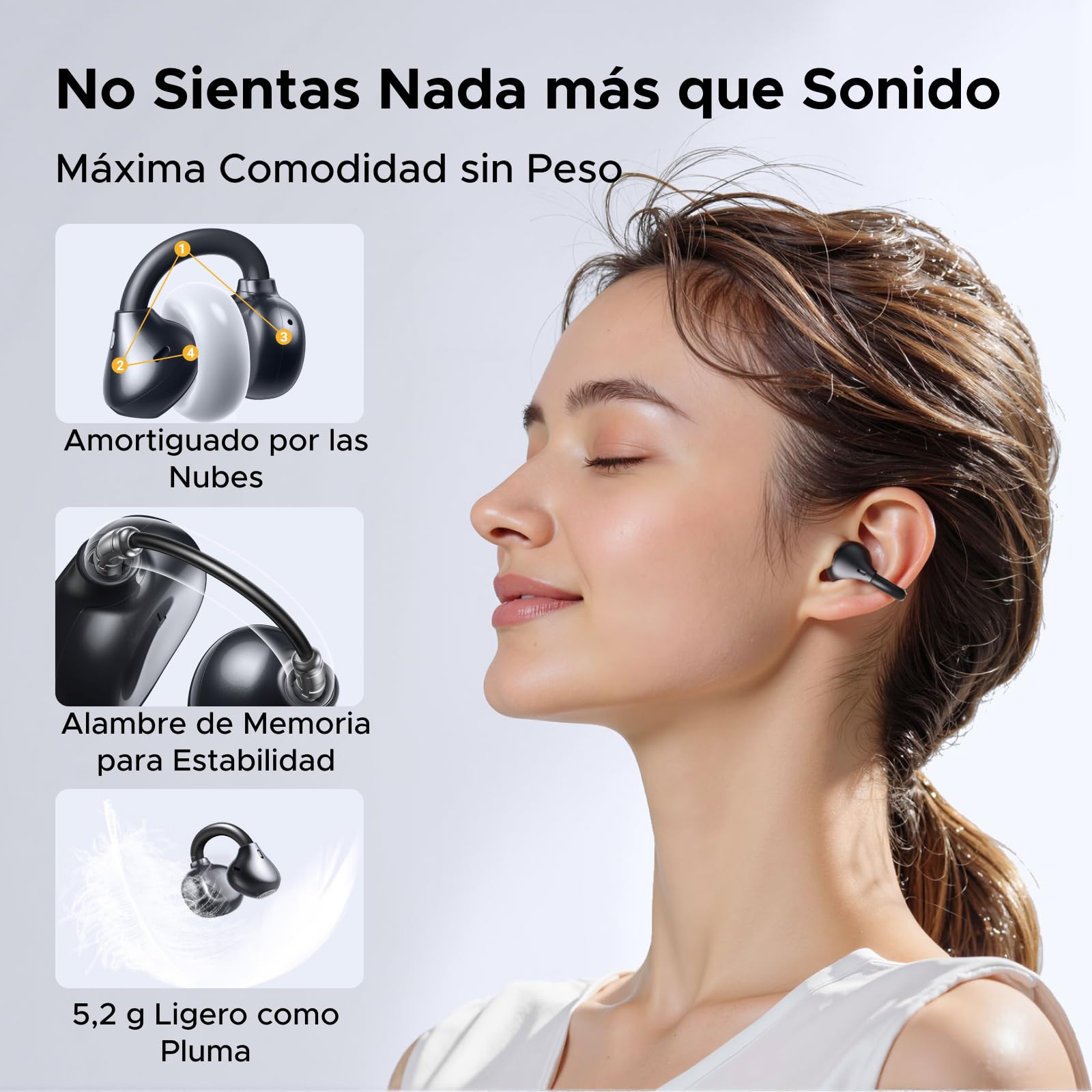 UGREEN ClipBuds Audífonos Inalámbricos Bluetooth 6.0 con 4 Micrófonos 30H