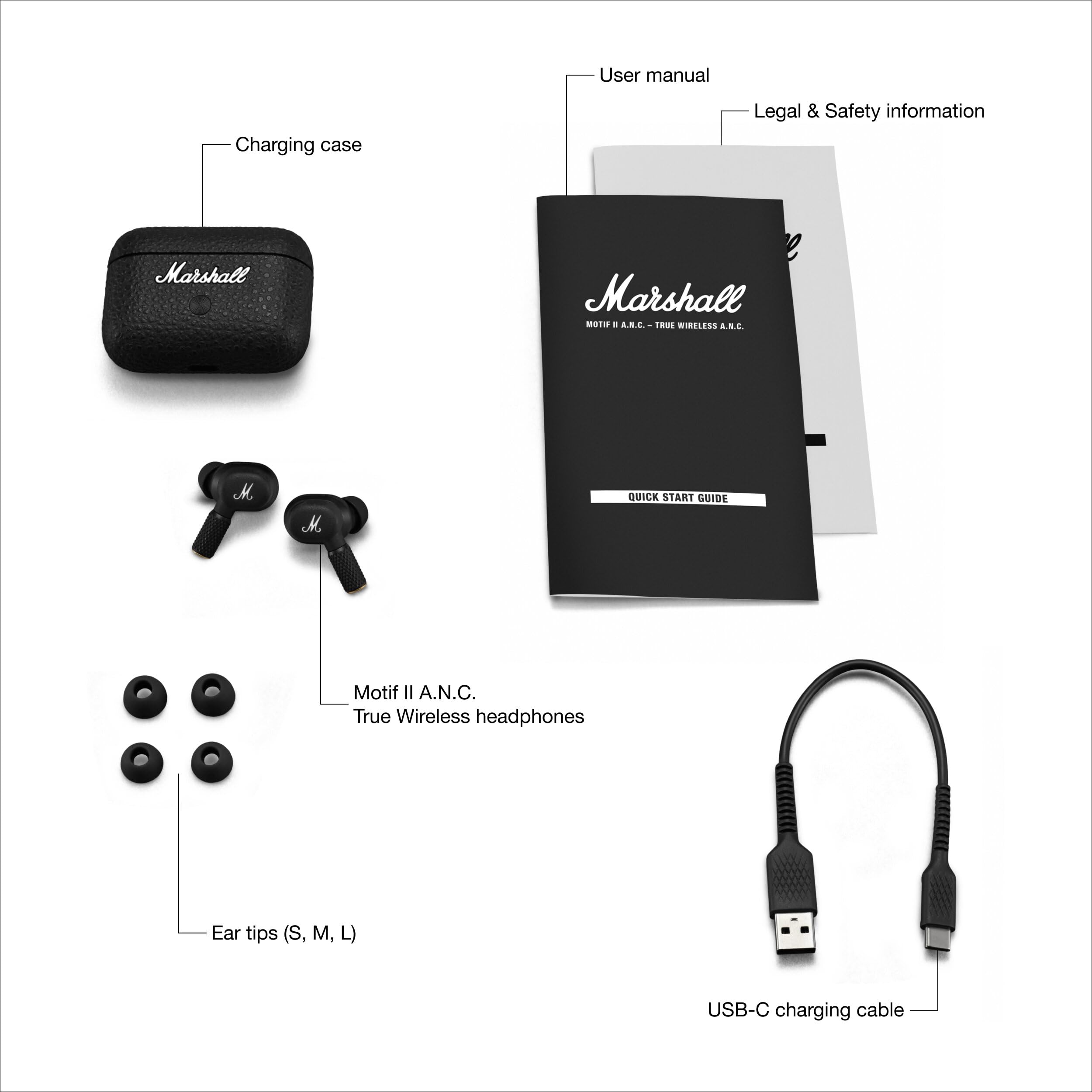 Marshall Motif II ANC Audífonos Inalámbricos Bluetooth - Negro