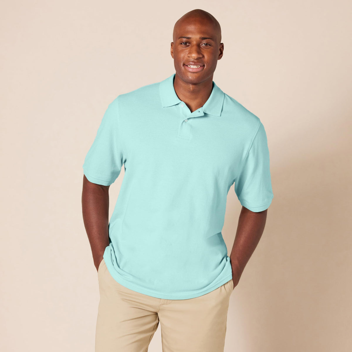 Amazon Essentials - Polo de piqué de algodón para hombre de ajuste regular (disponible en tallas grandes y altas), color azul aguamarina, talla M