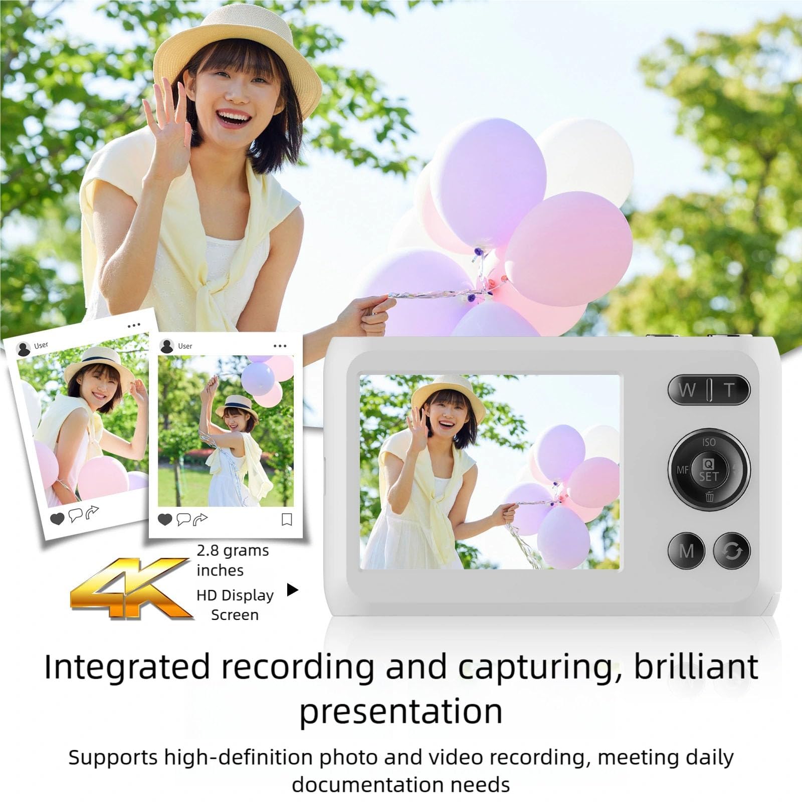 Cámara para niños de 48 MP, 16 x vídeo con estabilización de imagen de diseño ligero, para viajes al aire libre, eventos escolares, fotografía digital compacta