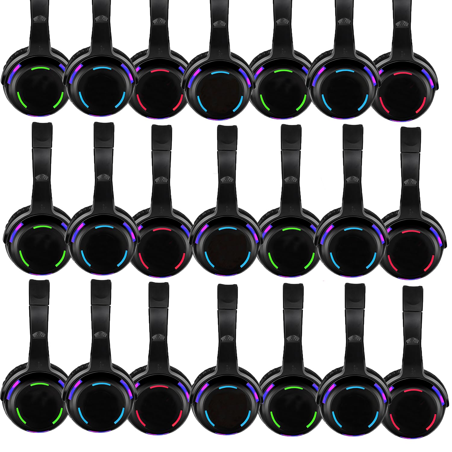AYVVPII - Auriculares Inalámbricos con LED Silenciosos y RF para Disco Silencioso para iPod MP3 DJ Music Pary Club (30 Auriculares LED + 3 Transmisores)