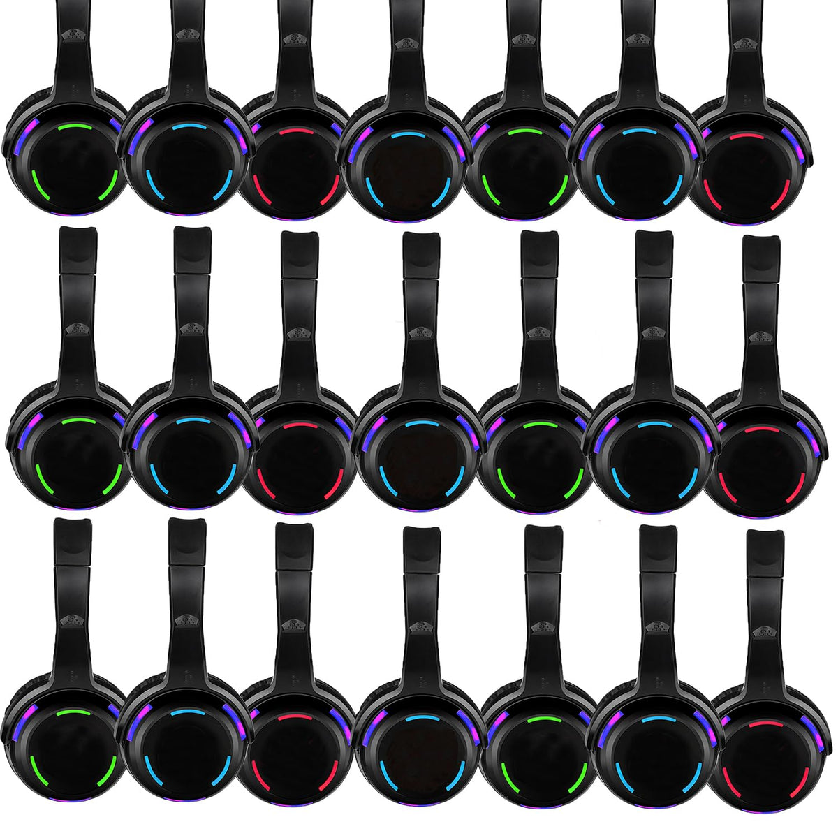 AYVVPII - Auriculares Inalámbricos con LED Silenciosos y RF para Disco Silencioso para iPod MP3 DJ Music Pary Club (30 Auriculares LED + 3 Transmisores)
