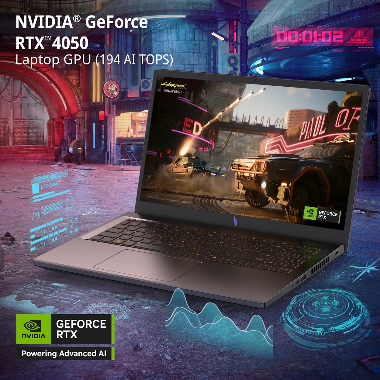 Acer Nitro V Gaming Laptop | Procesador Intel Core i5-13420H | GPU para portátil NVIDIA GeForce RTX 4050 | visualización FHD IPS de 15.6 Pulgadas | 8GB DDR5 | SSD de 512GB Gen 4 | Wi-Fi 6 | KB