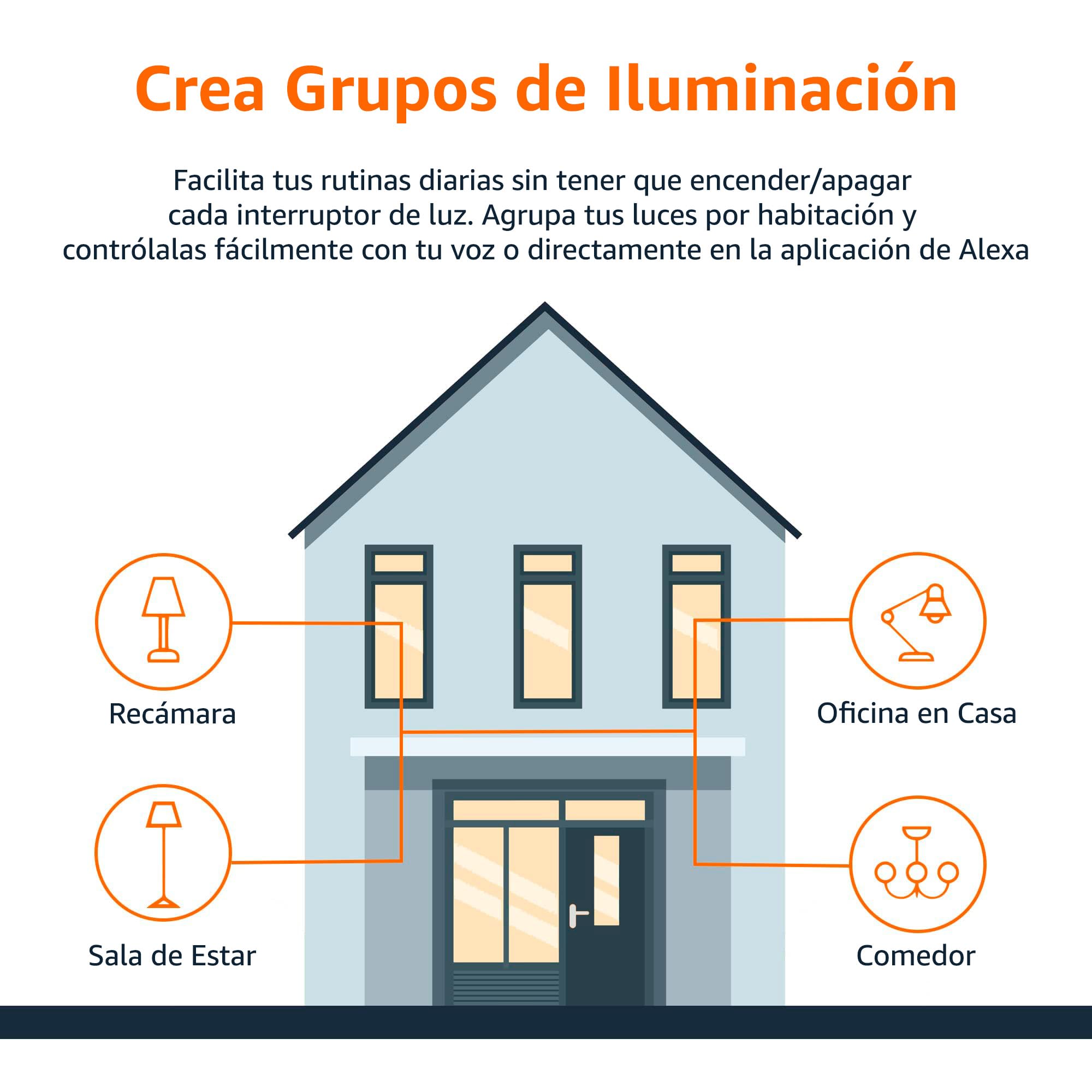 Amazon Basics - foco LED inteligente A19, cambio de color, 9 W (equivalente a 60 W), 800 LM, funciona solo con Alexa, Wi-Fi de 2.4 GHz, no requiere concentrador, 1 paquete