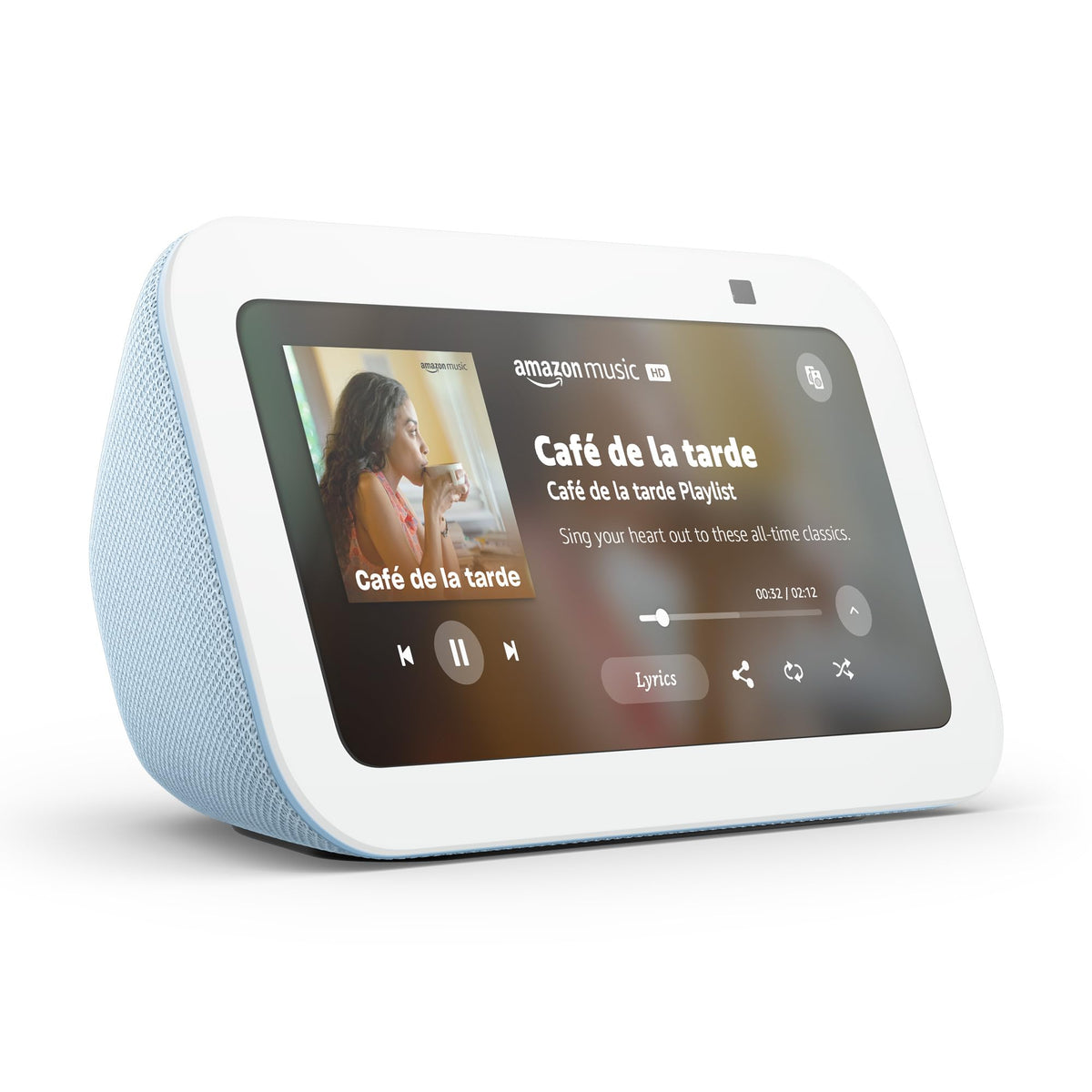 Amazon Echo Show 5 (modelo más reciente), Pantalla inteligente con graves más profundos y sonido más claro, Azul claro, con el Acceso Anticipado de Alexa+