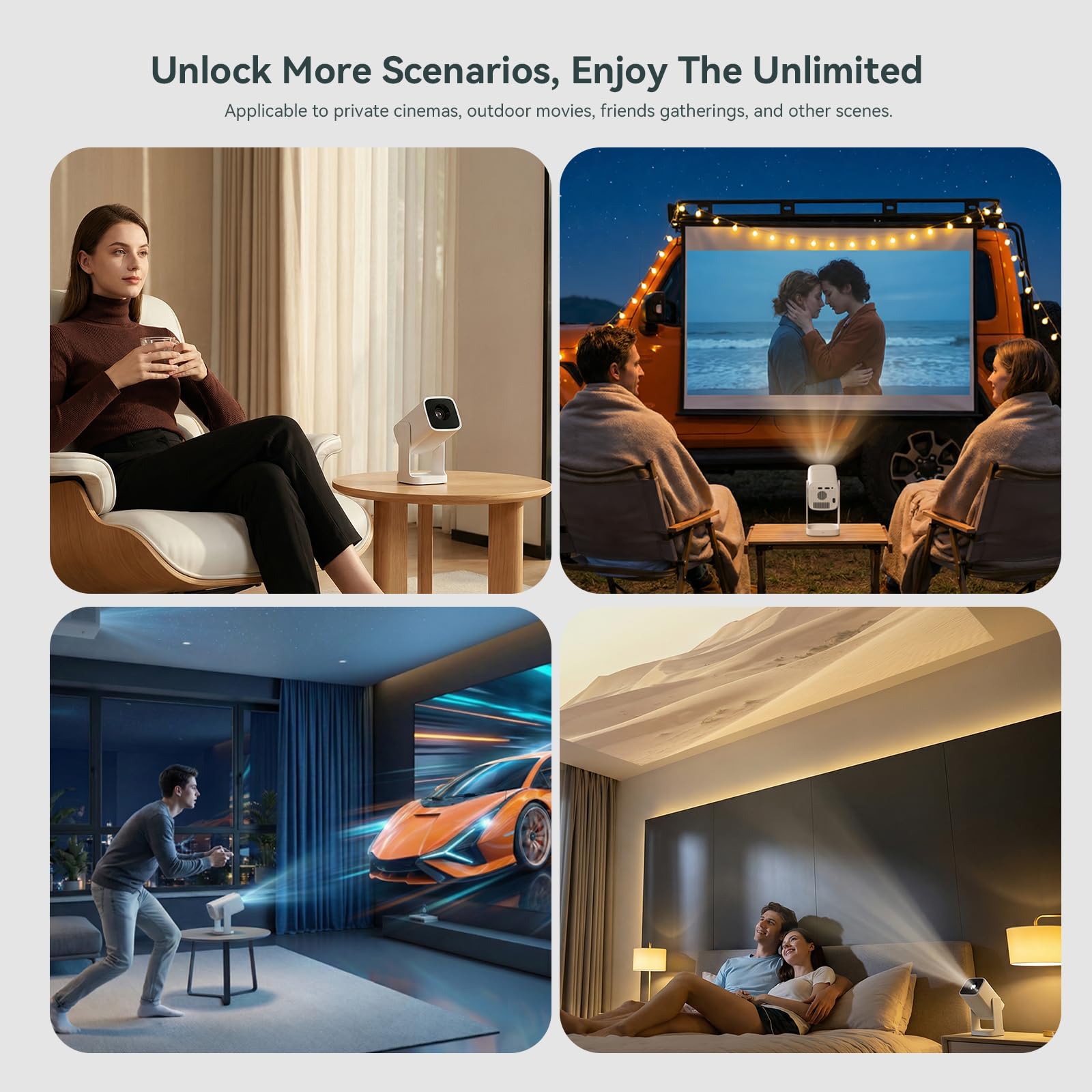 Wanbo Cube 1 Mini proyector con WiFi y Bluetooth, proyector Inteligente Compatible con 1080P, 200 ISO, Compatible con Android 11, proyector de película portátil (Blanco)