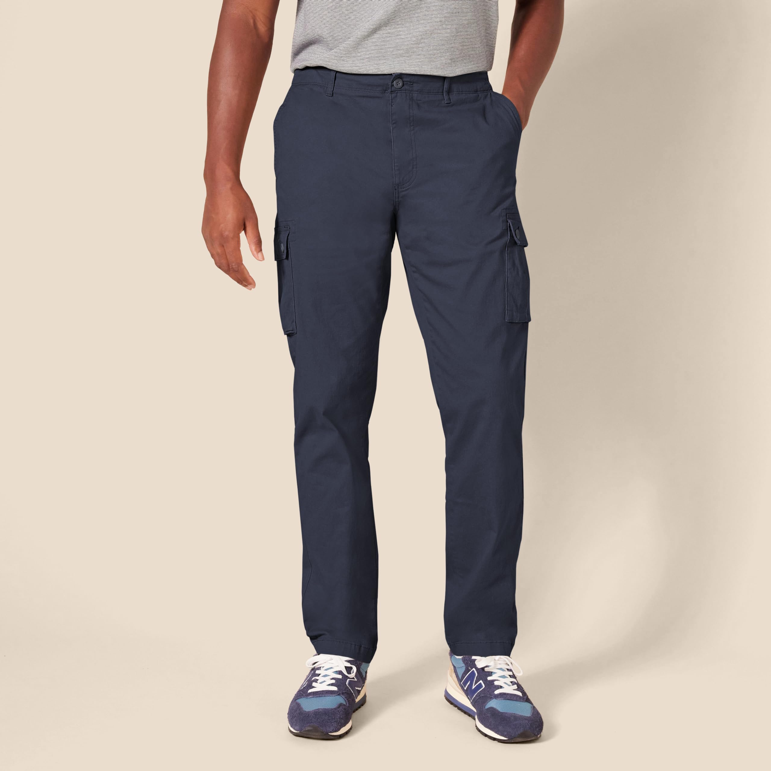 Amazon Essentials - Pantalón cargo elástico para hombre, corte ajustado, color azul marino, 32 de ancho x 32 de largo