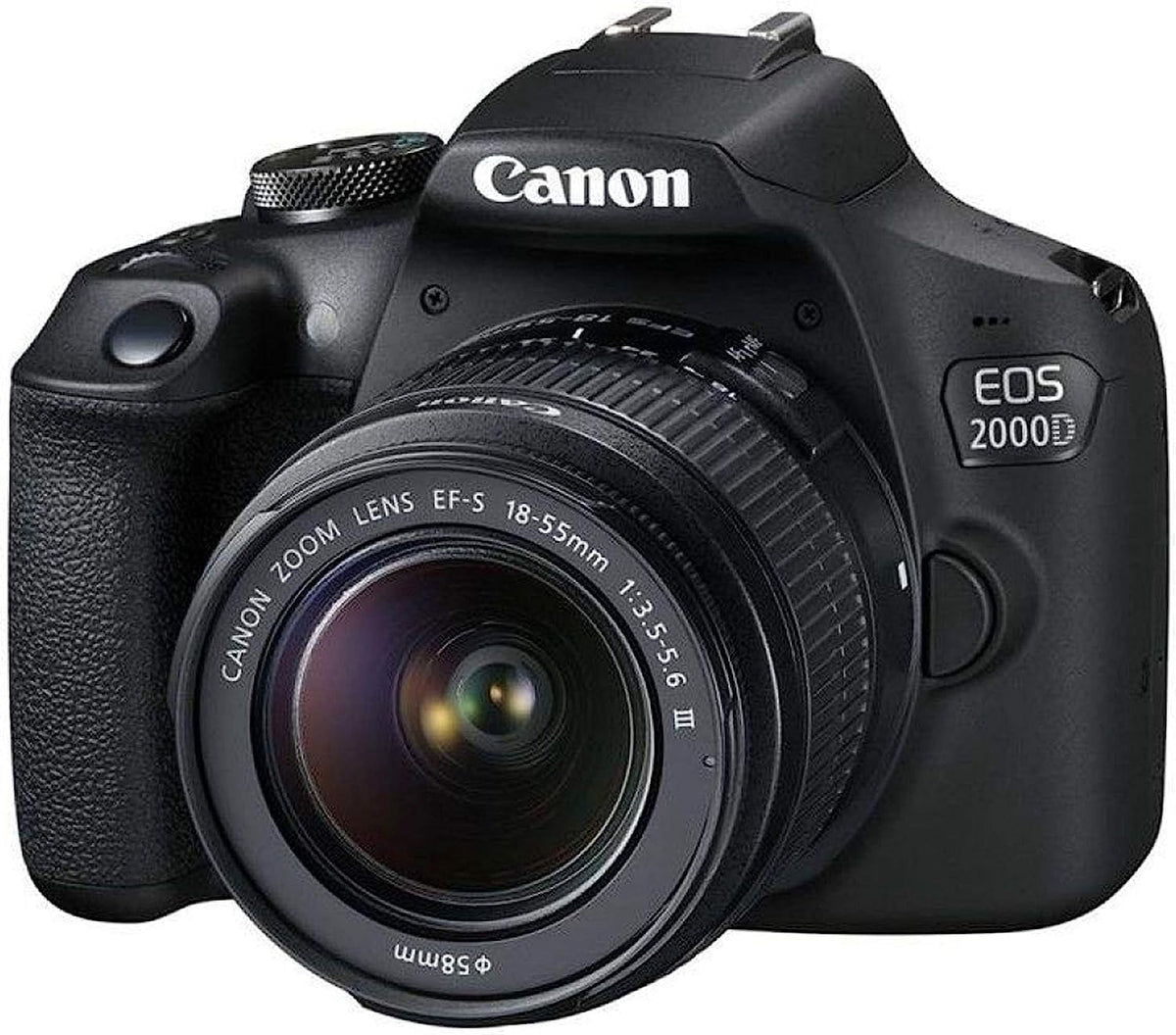 Canon EOS 2000D / Rebel T7 - Cámara réflex digital con lente EF-S 18-55 mm f/3.5-5.6, kit de 3 lentes: memoria de 128 GB + lente gran angular + teleobjetivo + flash (Renovado)