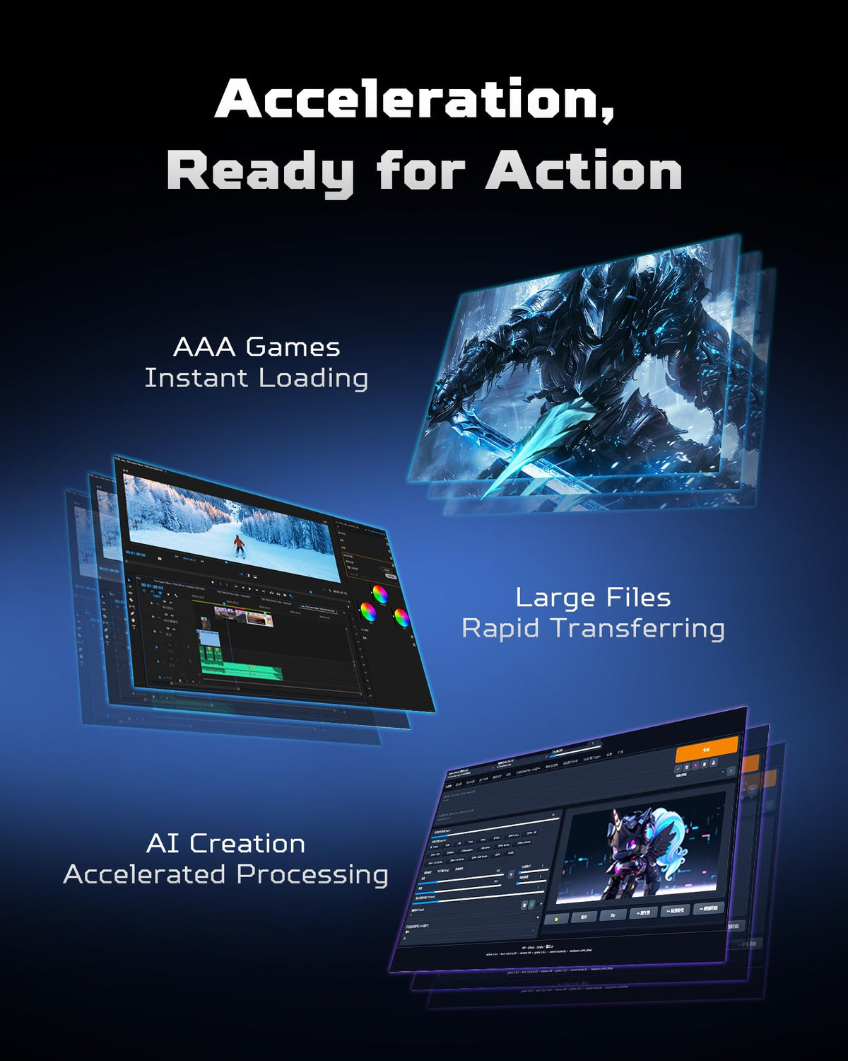 Acer Predator GM6 1TB M.2 NVMe SSD PCIe 4.0, Velocidad de Lectura de hasta 7200 MB/s, Disco Duro Interno Profesional, Memoria para Juegos, Compatible con PC, portátil y PS5