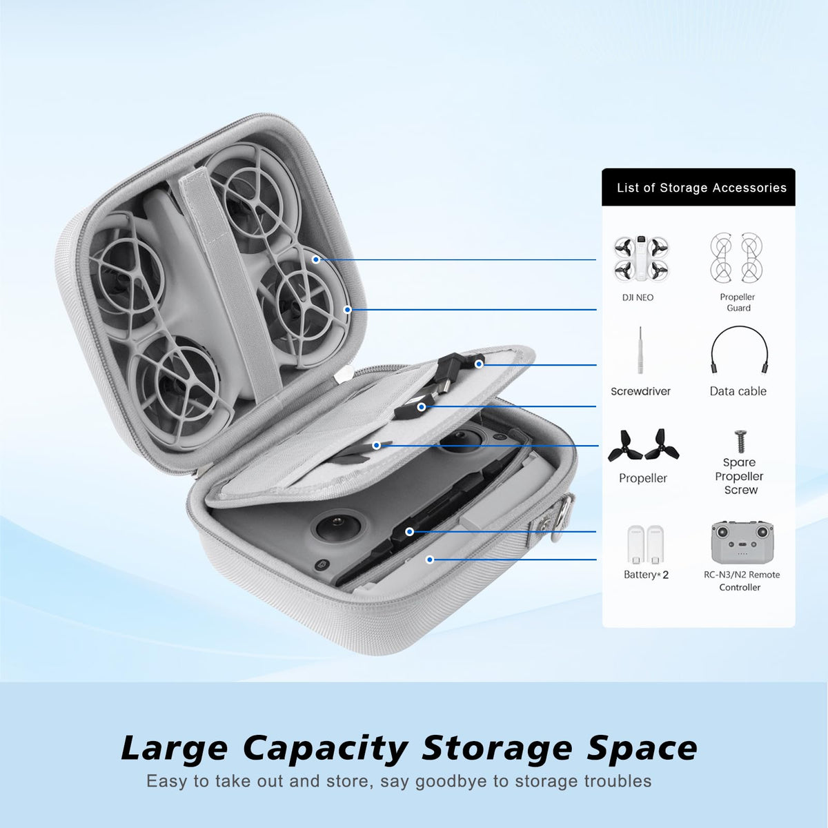 Krypthos - Funda de transporte para DJI Neo, bolsa de hombro portátil de viaje con correa elástica para arreglar DJI Neo Drone, adecuado para viajes y almacenamiento en el hogar, drone y sus