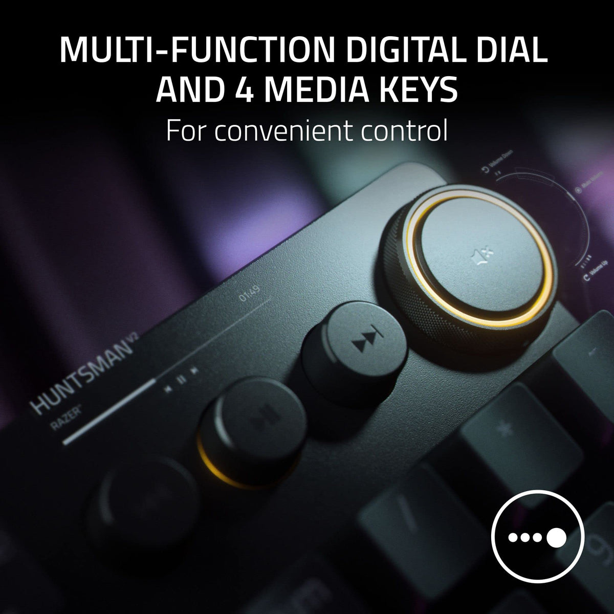 Razer Teclado óptico Huntsman V2 para videojuegos: los interruptores ópticos lineales más rápidos Gen-2 con amortiguadores de sonido y tasa de sondeo de 8000 Hz - Teclas PBT de doble disparo - Teclas y dial multimedia dedicados - Reposamuñecas (Reacondici
