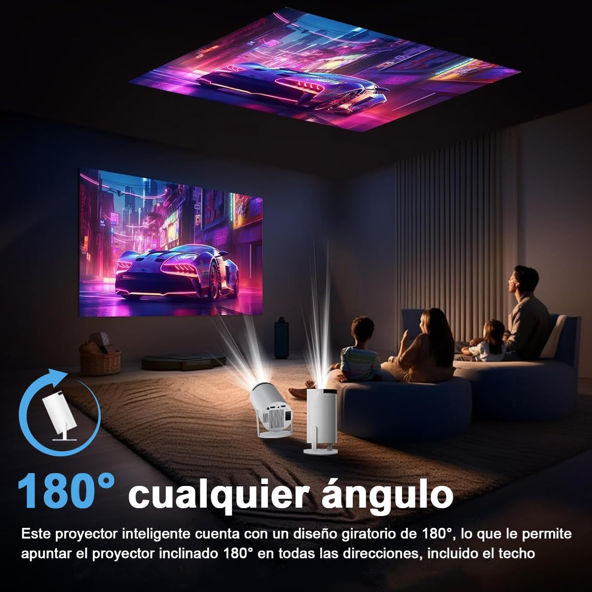 ORYU Mini Proyector 4K Portátil 2025, 200ANSI/8000 Lúmenes, WiFi 6 2.4/5GHz, Bluetooth 5.1, Corrección Trapezoidal Automática, Pantalla de 180 Pulgadas, Compatible con iOS/Android/PS4/PS5/Laptop