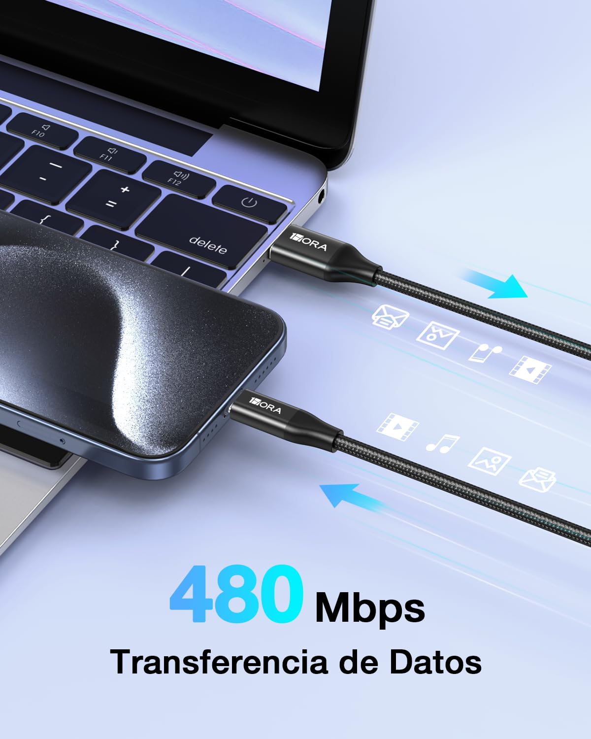 1 Hora 3 Paquete Cable USB C a USB A Carga Rápida 60W, Cable Tipo C 3A, Durable Nylon Tejido, Compatible con iPhone 15 Pro/15 Pro Max, Samsung Galaxy S23/S22/S21, OPPO Find X6 Pro, Motorola