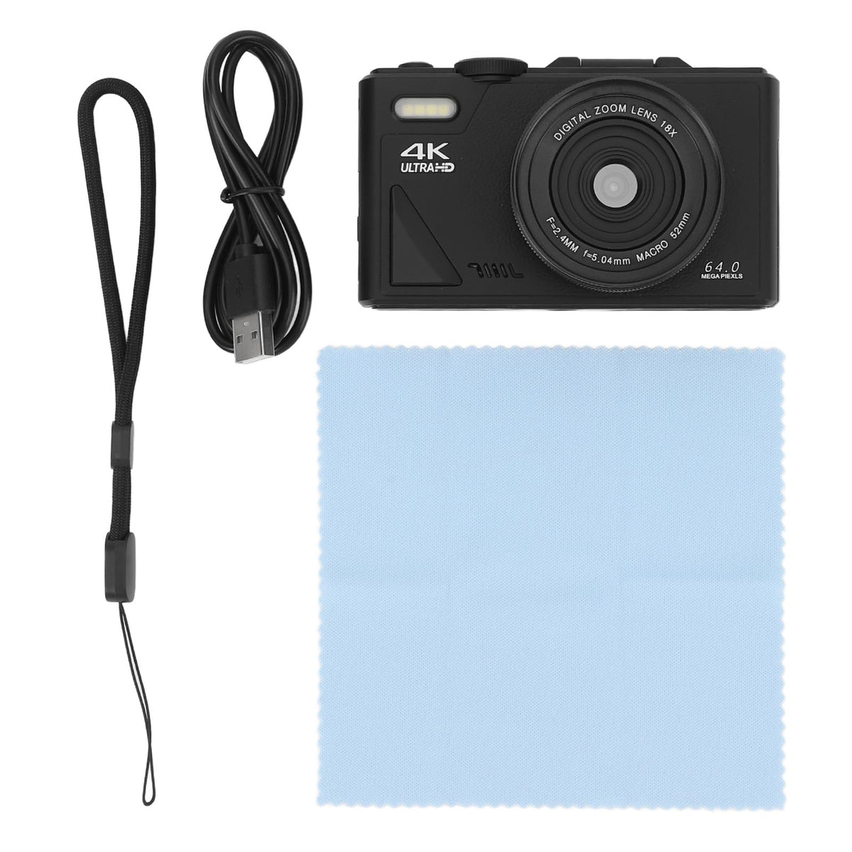 Cámara Digital 4K, Cámara de Vlogging 4K UHD de 64MP con Zoom de 18X, Cámara Digital Retro con Enfoque Automático y Pantalla Abatible de 3 Pulgadas para Principiantes, (Black)