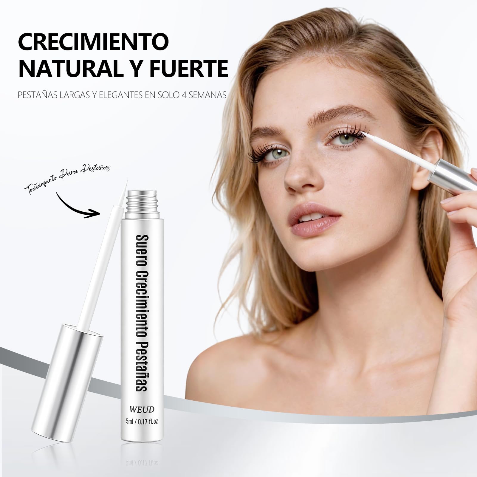 WEUD Serum Pestañas Coreano con Multi Péptido y Biotina B7, Suero Profesional para el Crecimiento de Pestañas, Fórmula de Péptidos Compuestos para Mejora el Crecimiento de Pestañas, Funciona Rápido