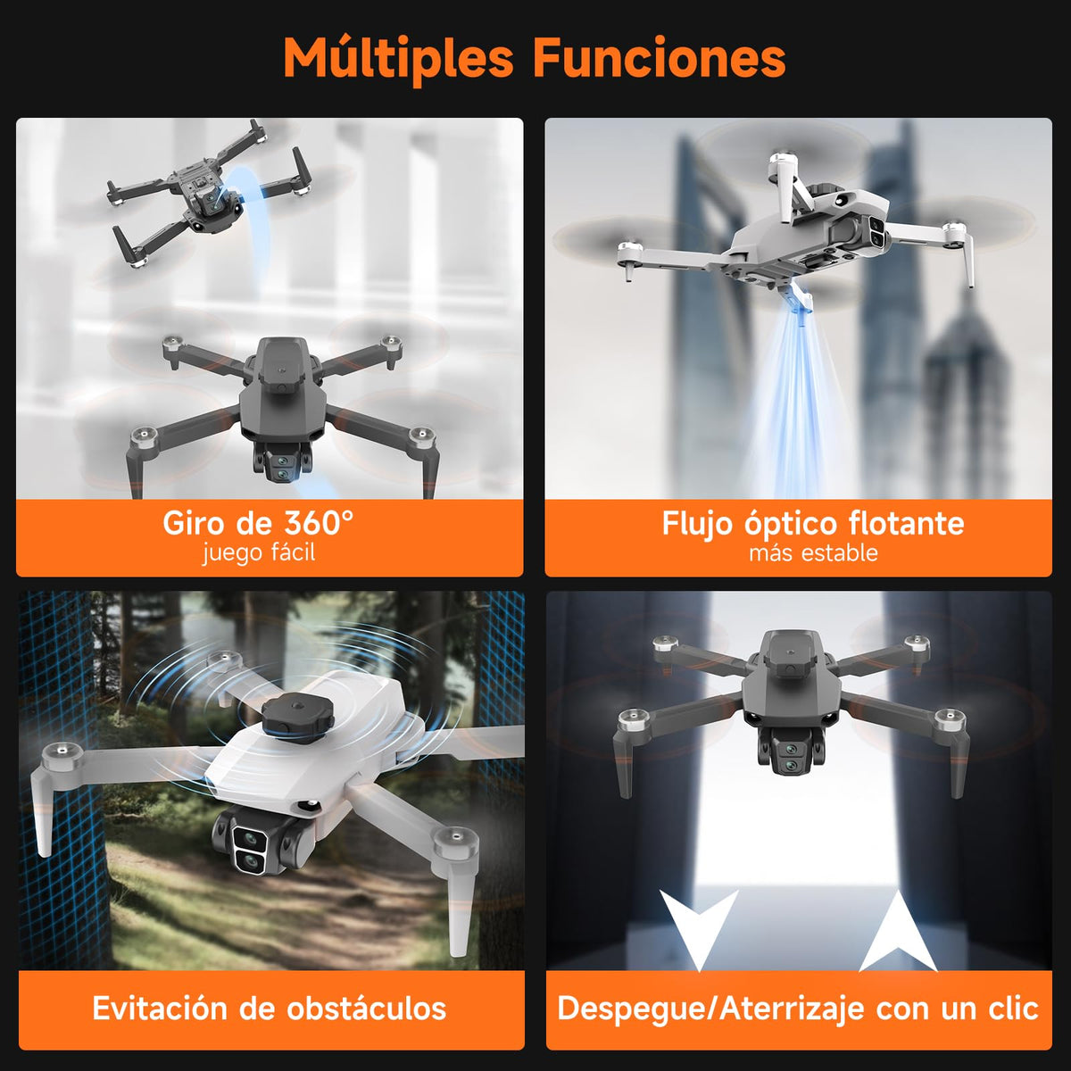 JCMO Mini Dron con Cámara 4K, Plegable RC Dron con Motor sin Escobillas con 2 Baterías, Drones con Camara 4k Oferta para Principiantes y Adolescentes (Blanco)