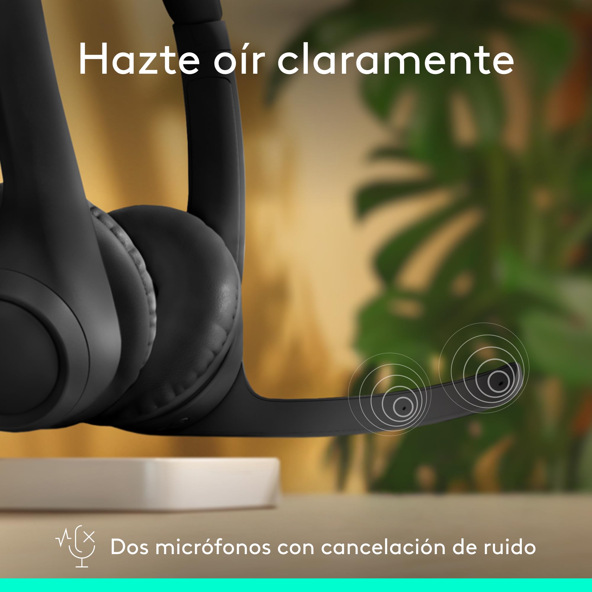 Logitech Zone 300, Auriculares con micrófono Bluetooth inalámbricos con cancelación de Ruido, compatibles con Windows, Mac, Chrome, Linux, iOS, iPadOS, Android – Negro