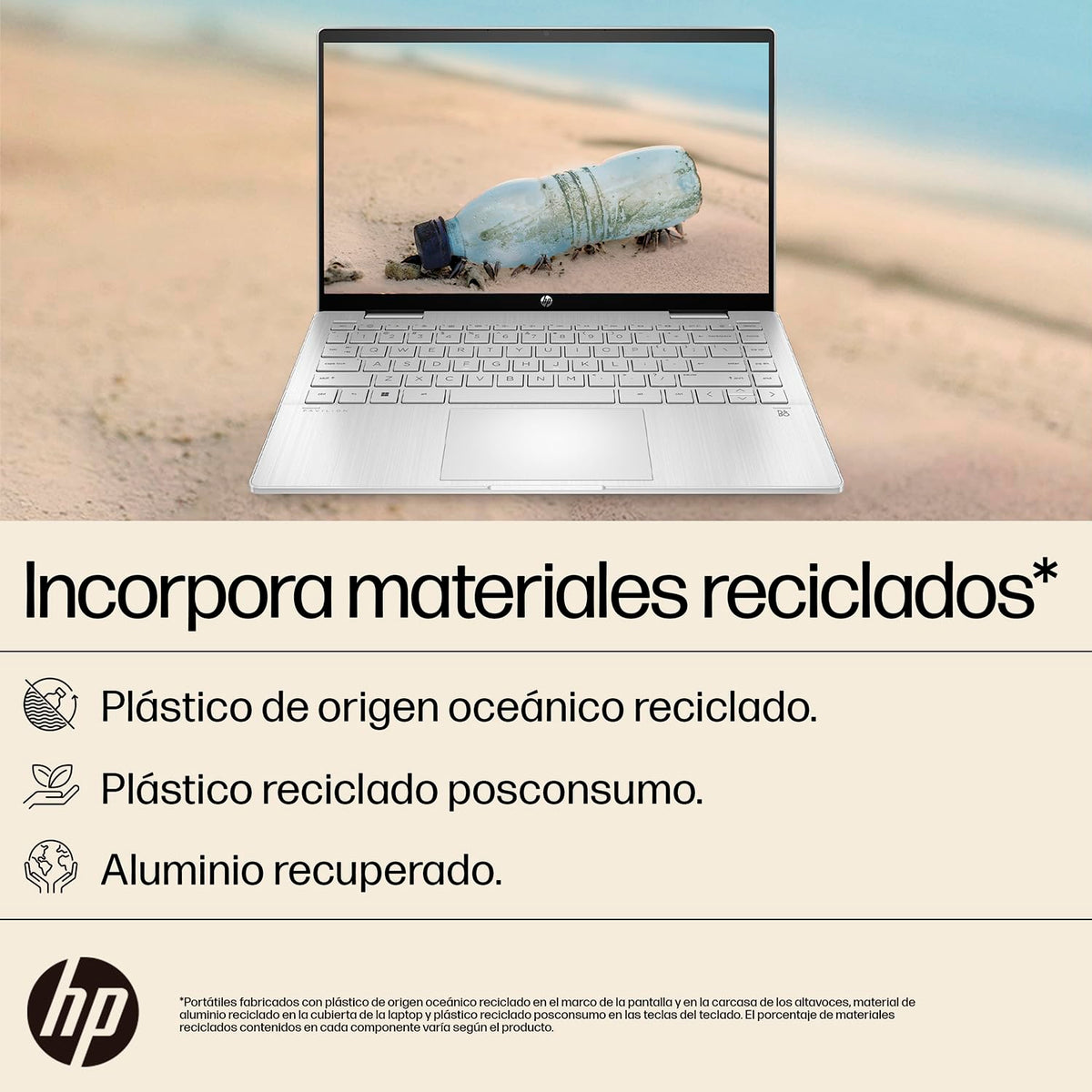 HP Laptop Pavilion x360 14-ek0010la, Intel Core i3, 8 GB RAM, 512 GB SSD, FHD, 14", Táctil, Windows 11 Home, Teclado en Español, Garantía México, Plateado