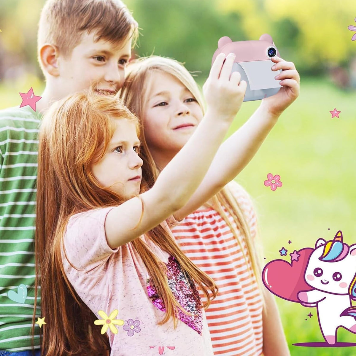 WEAGP Cámara Fotos Infantil, Cámara Instantánea para Niños 1080p HD con 32GB Tarjeta SD y 3 Vols Papel de Impresión, Camara Infantilespara Niñas para Niños y Niñas de 3 a 12 Años (Rosa)