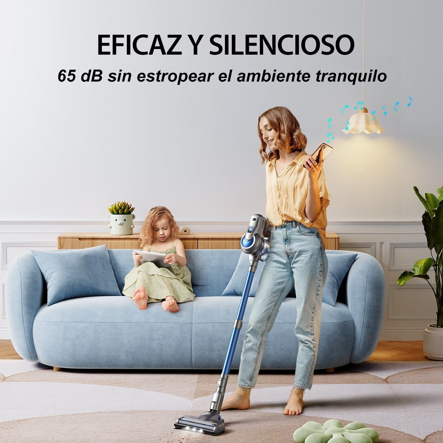 Greenote Aspiradora Inalambrica, 22000 Pa Aspiradora de Mano 4 en 1, 200 W Aspiradoras Potentes con LED, Vacuum Cleaner de Función de Autoportante,Cepillo para Suelos Duros/Pelos de Mascotas