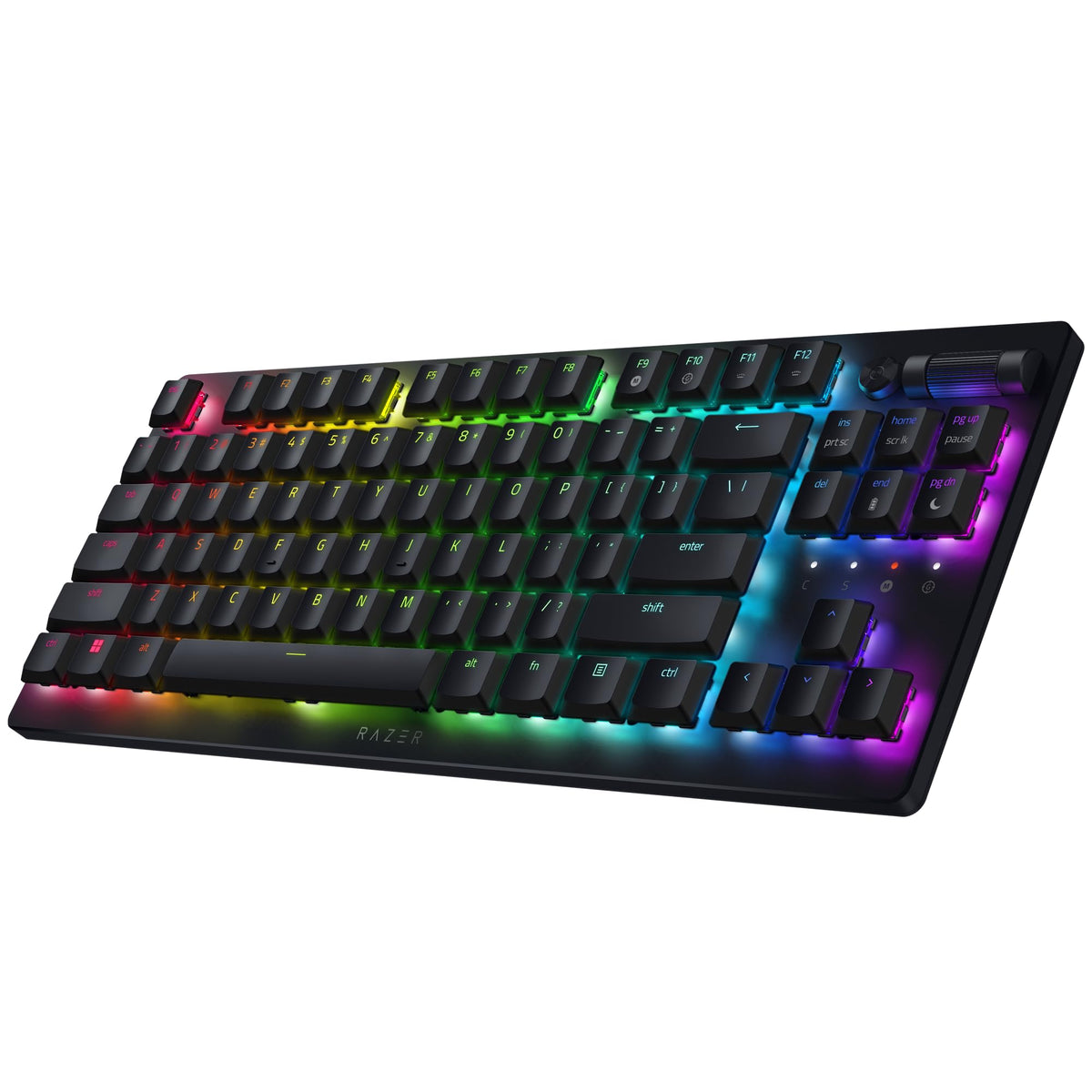 Razer DeathStalker V2 Pro TKL Teclado inalámbrico para juegos: interruptores ópticos de bajo perfil, teclas lineales rojas, HyperSpeed con revestimiento ultra duradero, Chroma RGB (reacondicionado)