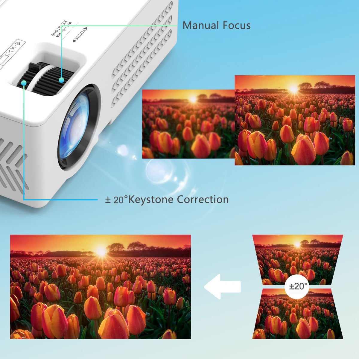 Genérico Proyector Nativo 1080P con WiFi y Bluetooth, 15000lux FHD Proyector de Cine portátil al Aire Libre para Home Theater, Compatible con iOS/Android/PC/Laptop/TV Stick/HDMI/USB