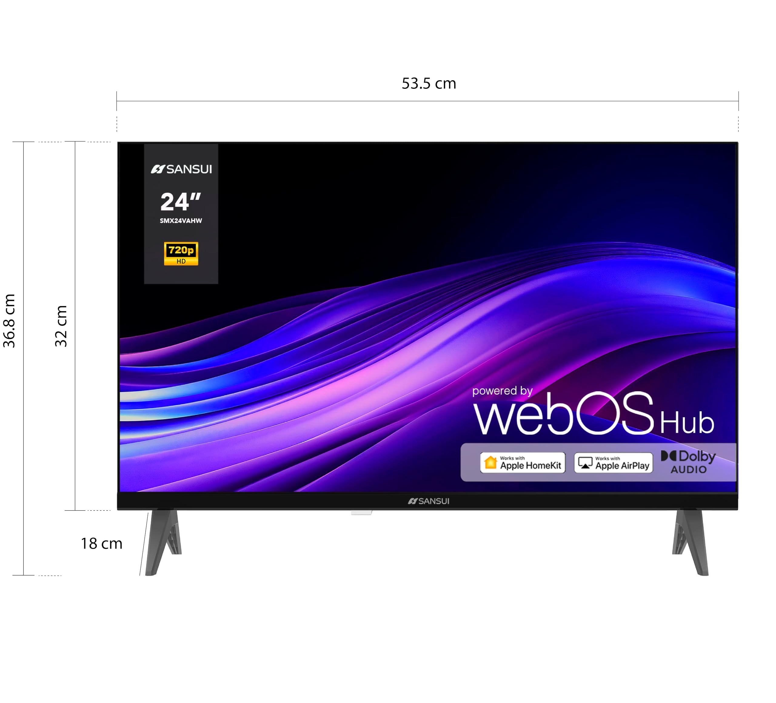 SANSUI SMX24VAHW TV 24" HD Smart TV, WiFi Sistema Operativo WebOS Series 2024 (24" HD)